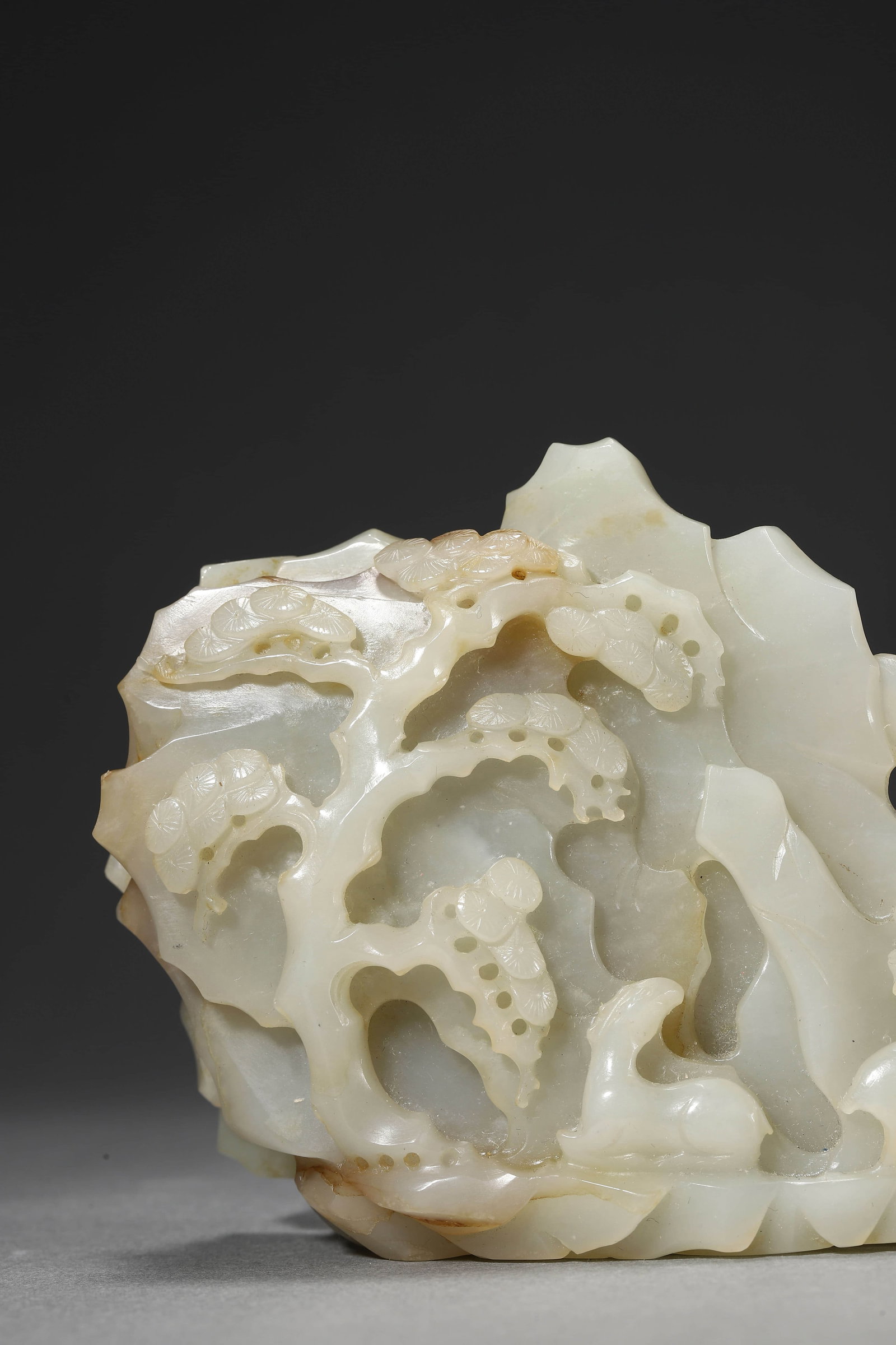 Carved Jade Crane And Pine Boulder - 7