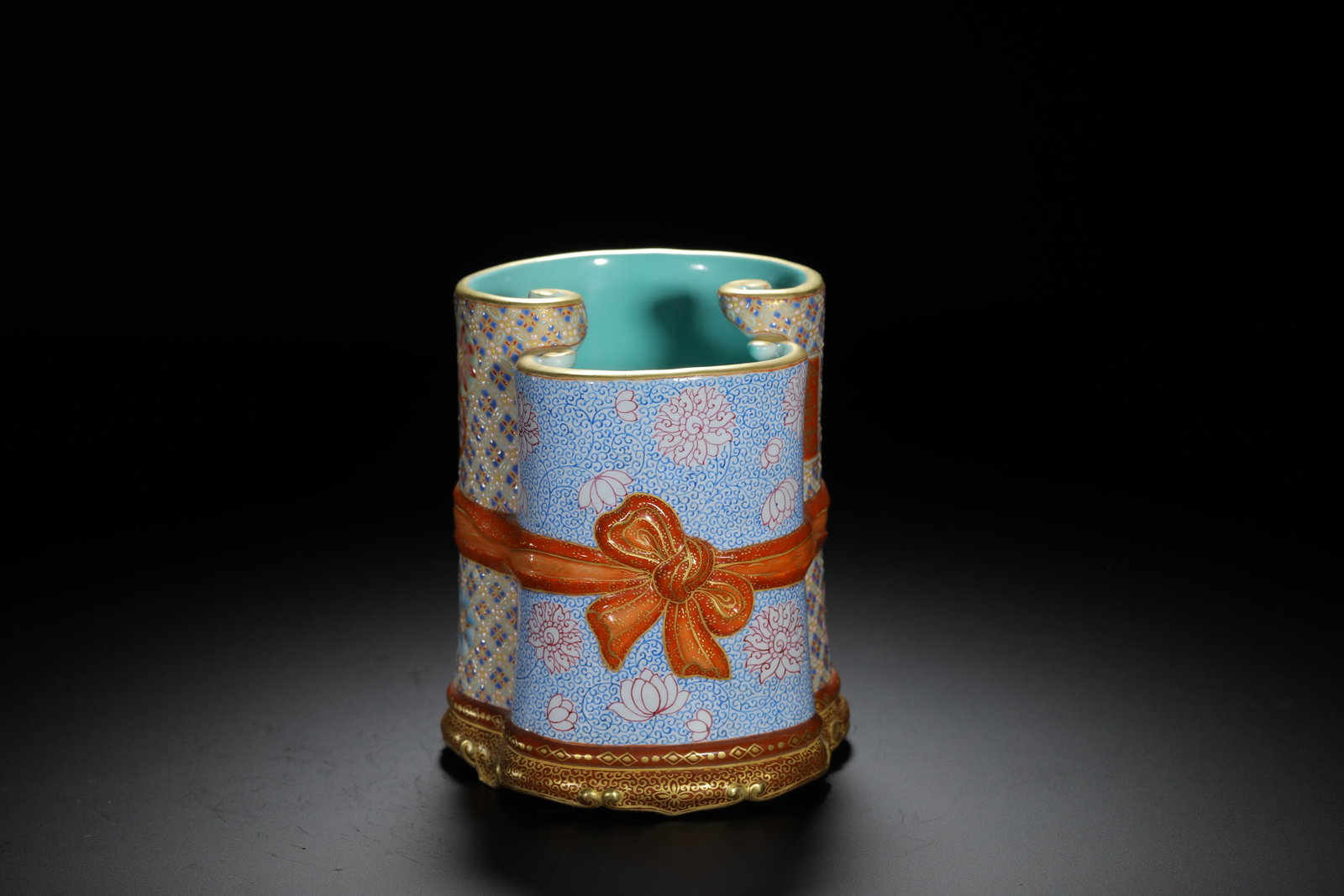 Famille-Rose Double Brushpot - 2