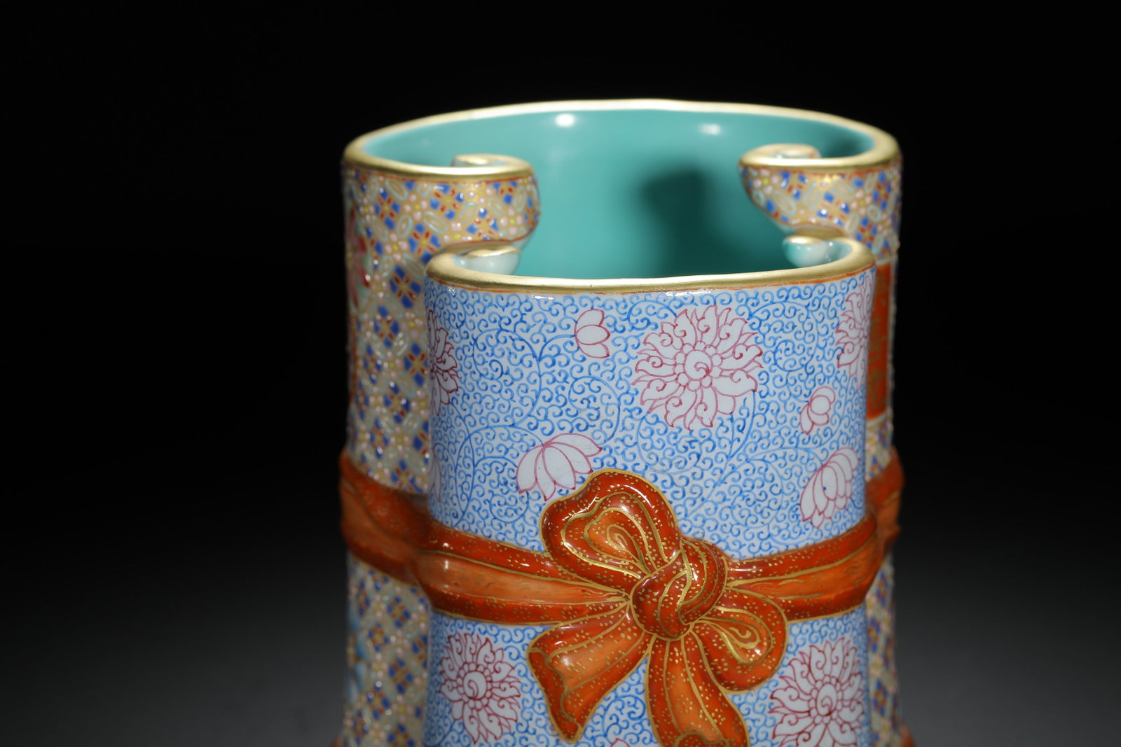 Famille-Rose Double Brushpot - 3