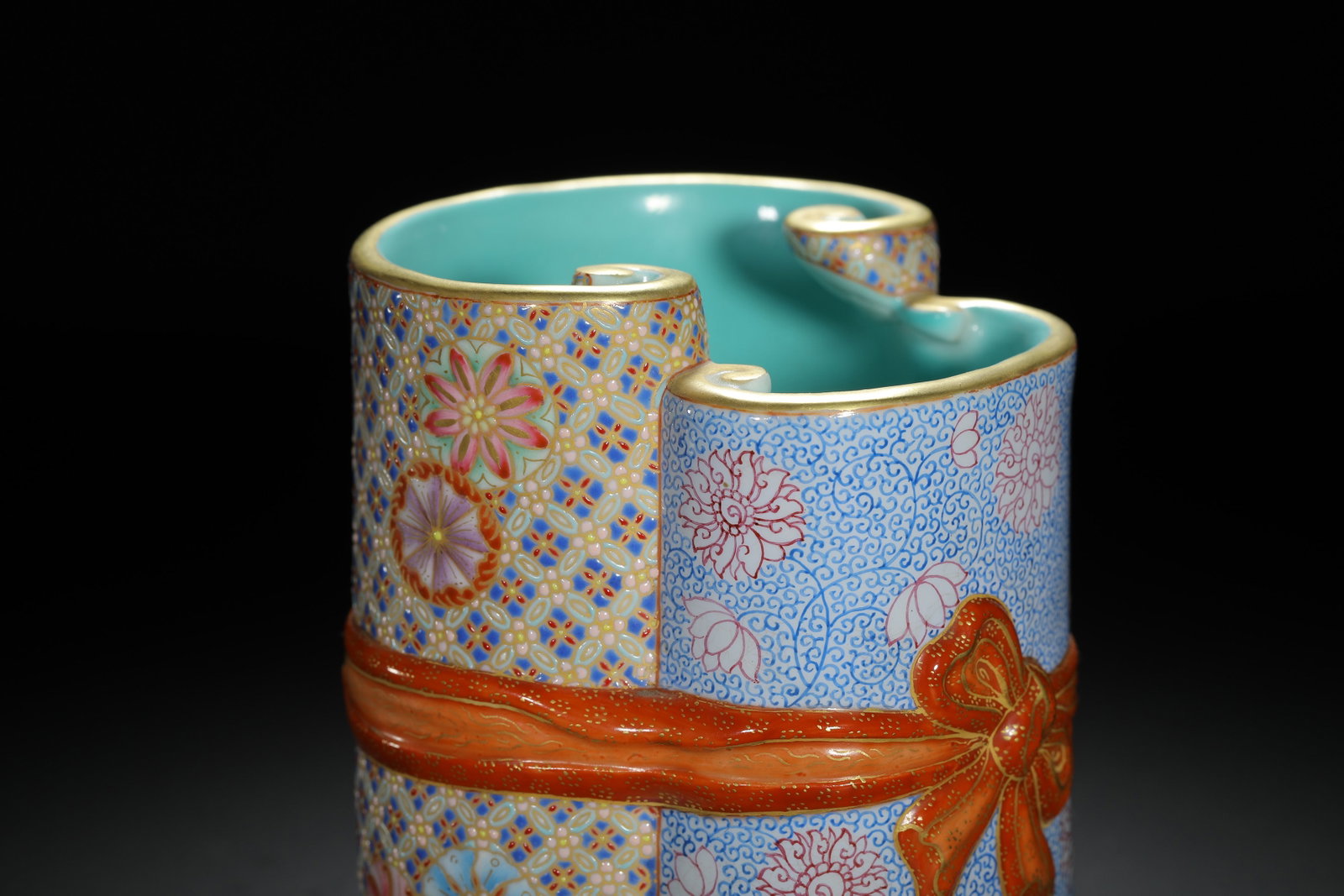 Famille-Rose Double Brushpot - 5