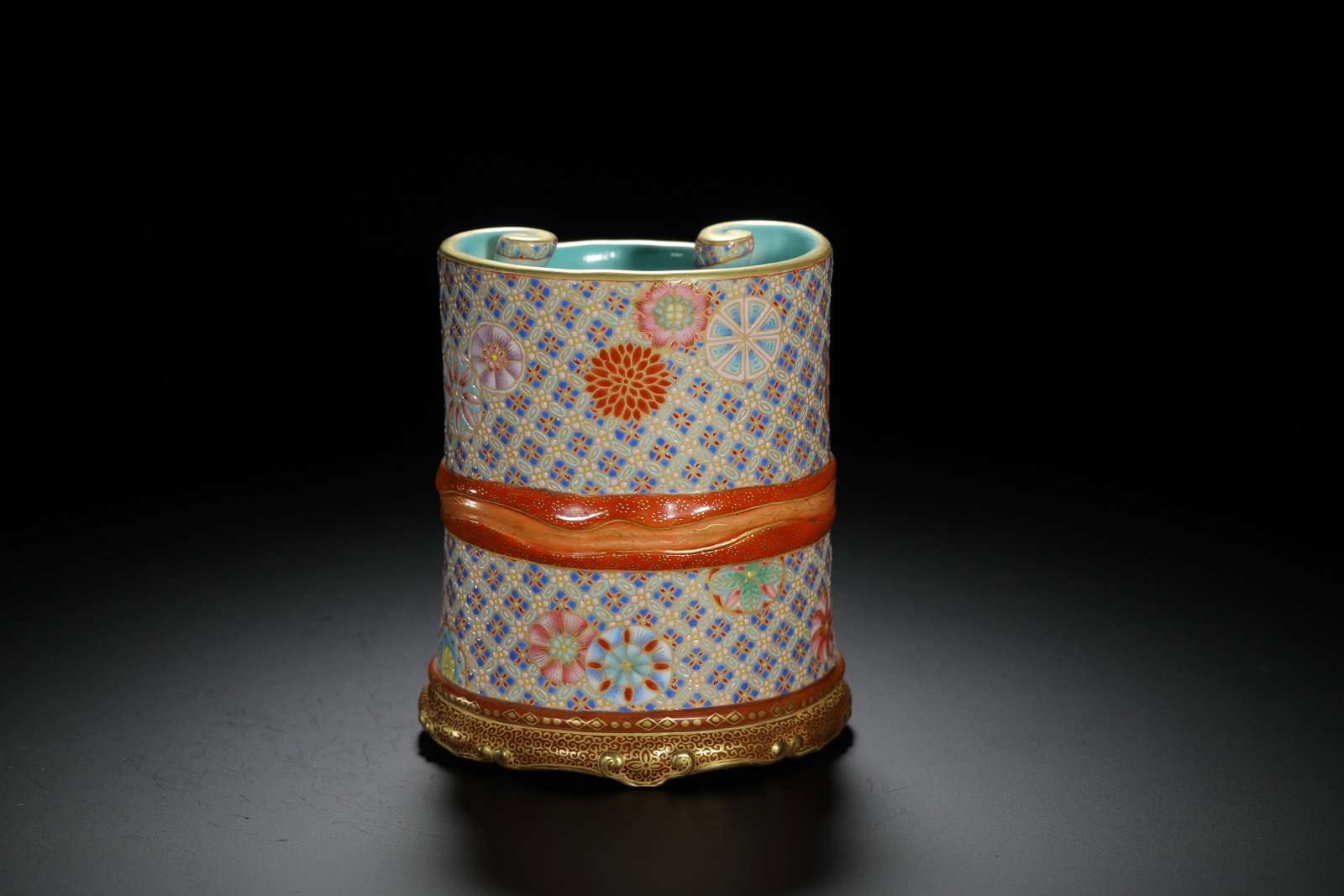 Famille-Rose Double Brushpot - 7