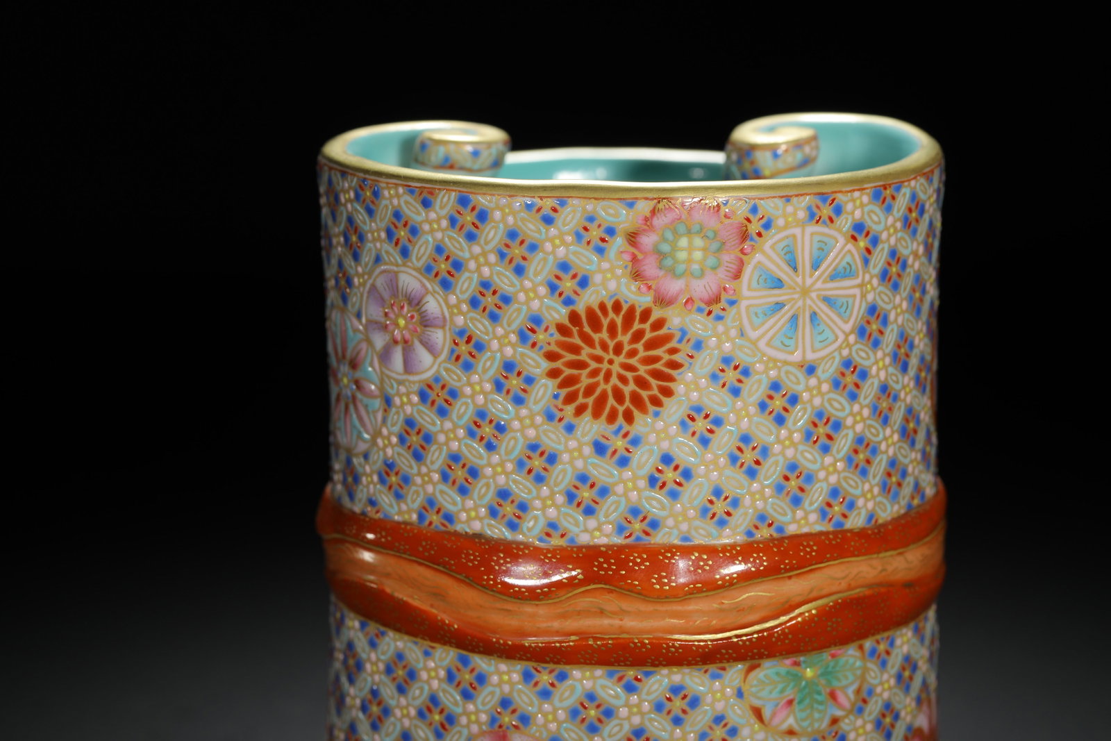 Famille-Rose Double Brushpot - 8