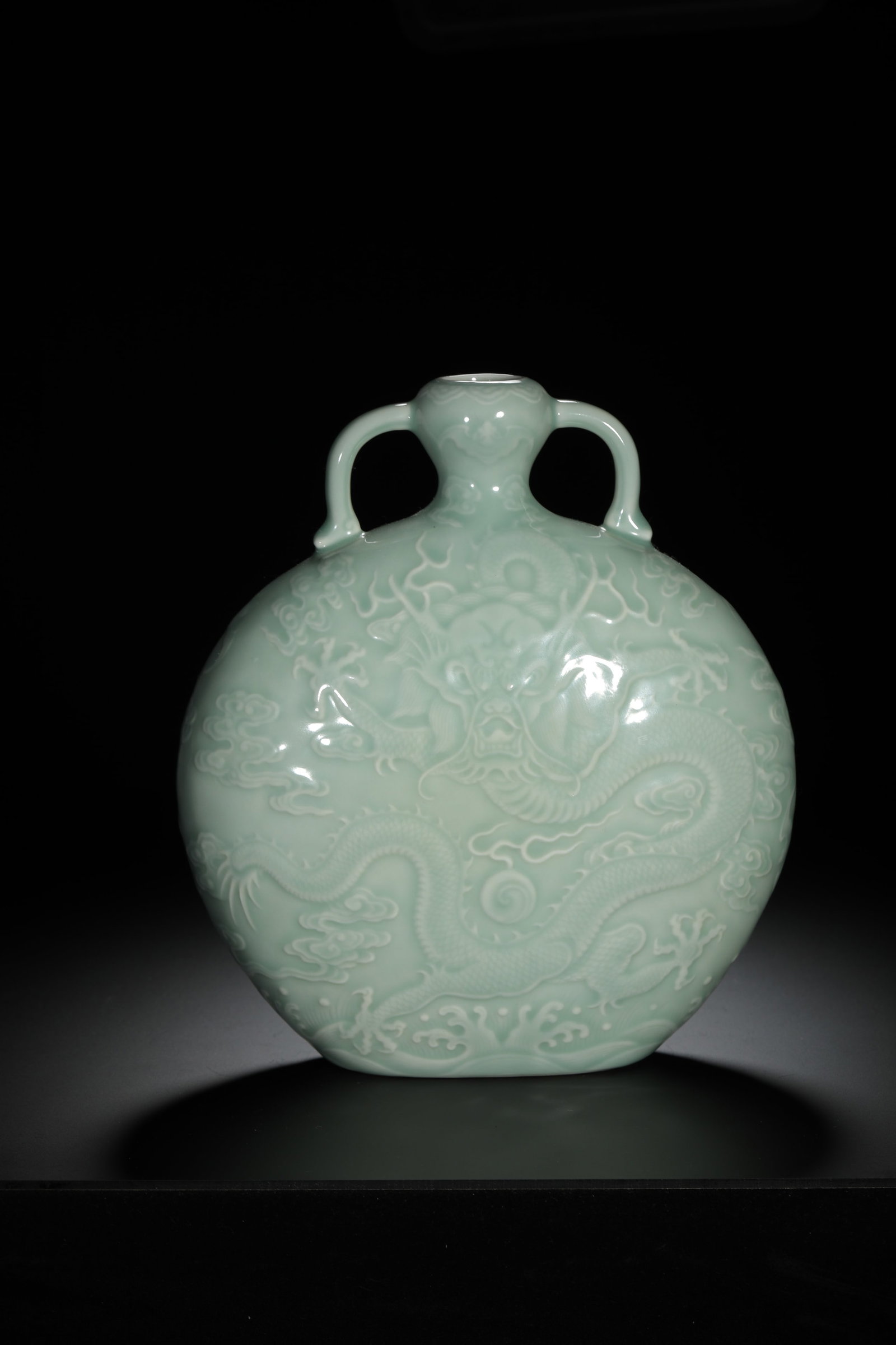 Celadon Glazed Incised Dragon Moonflask - 7