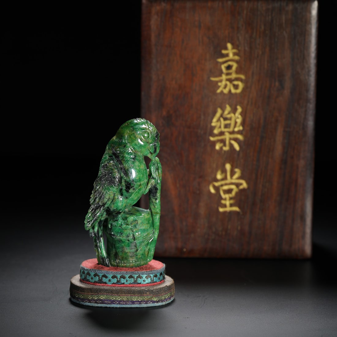 Celadon Jade Parrot Ornament: Celadon Jade Parrot Ornament Width:4.6cm Height:10cm Weight:175g
