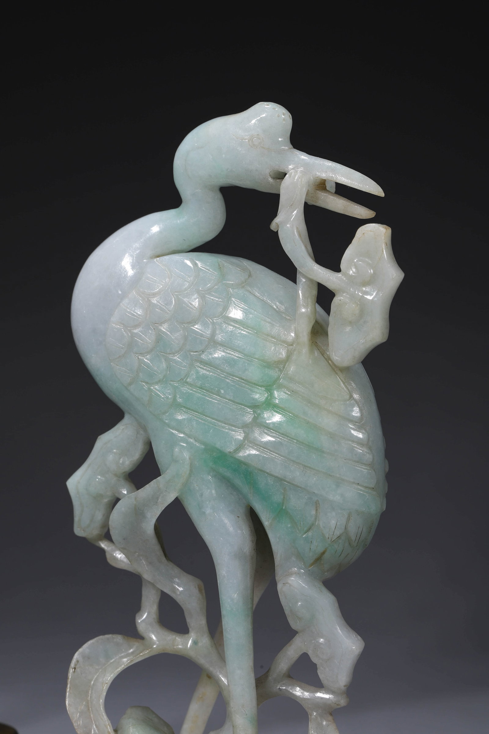 Jadeite Crane Lingzhi-form Candlestick - 13