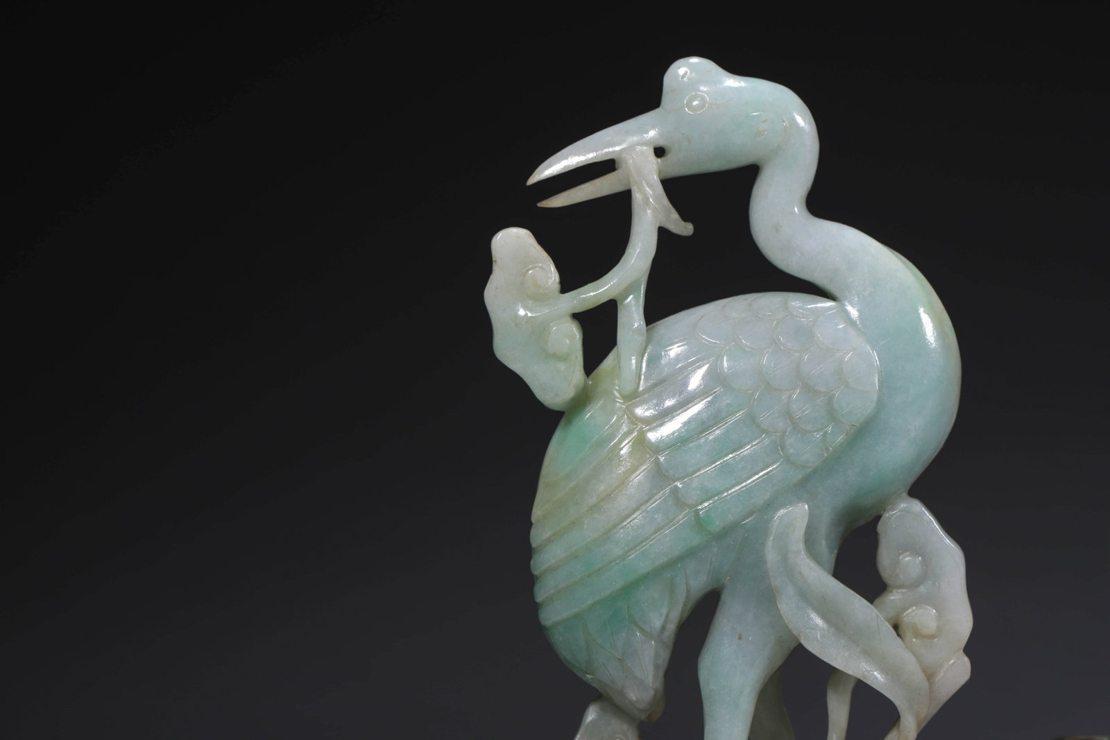 Jadeite Crane Lingzhi-form Candlestick - 7