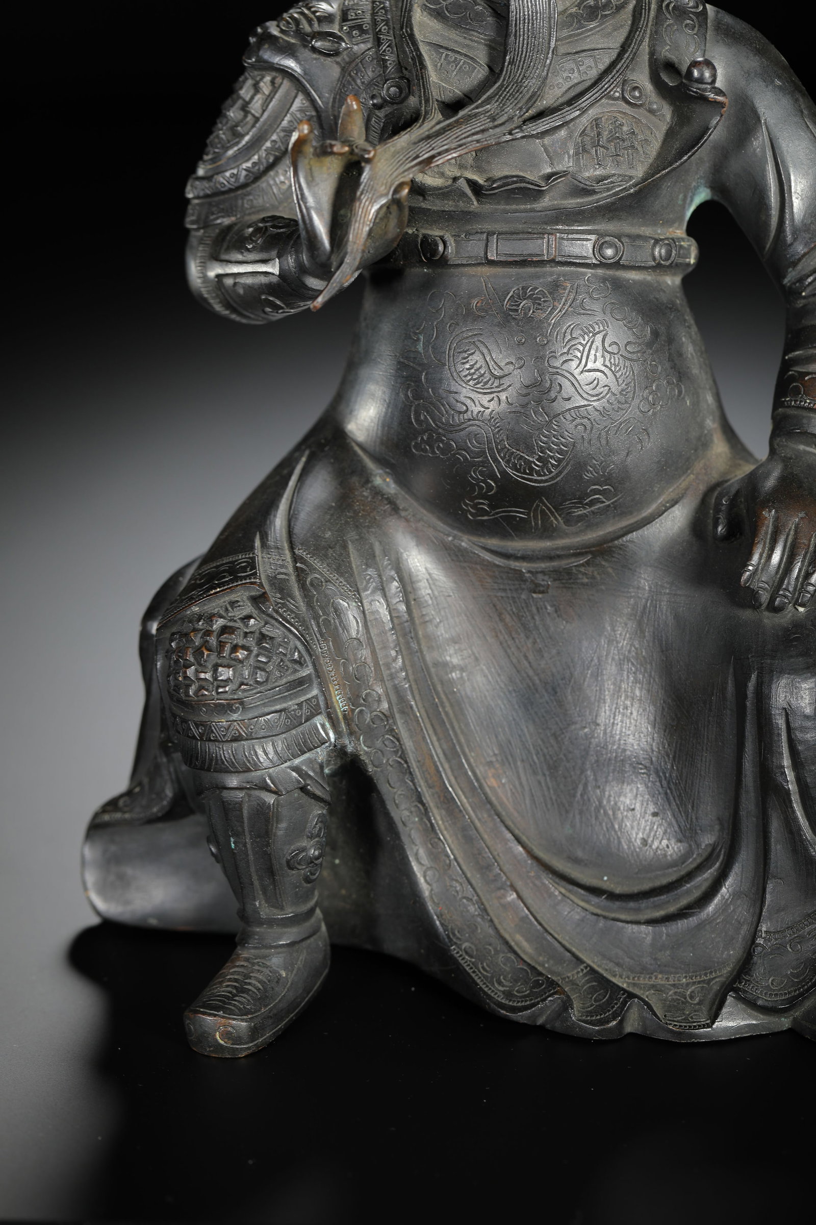 Bronze Cast Guandi Seated Figure - 3