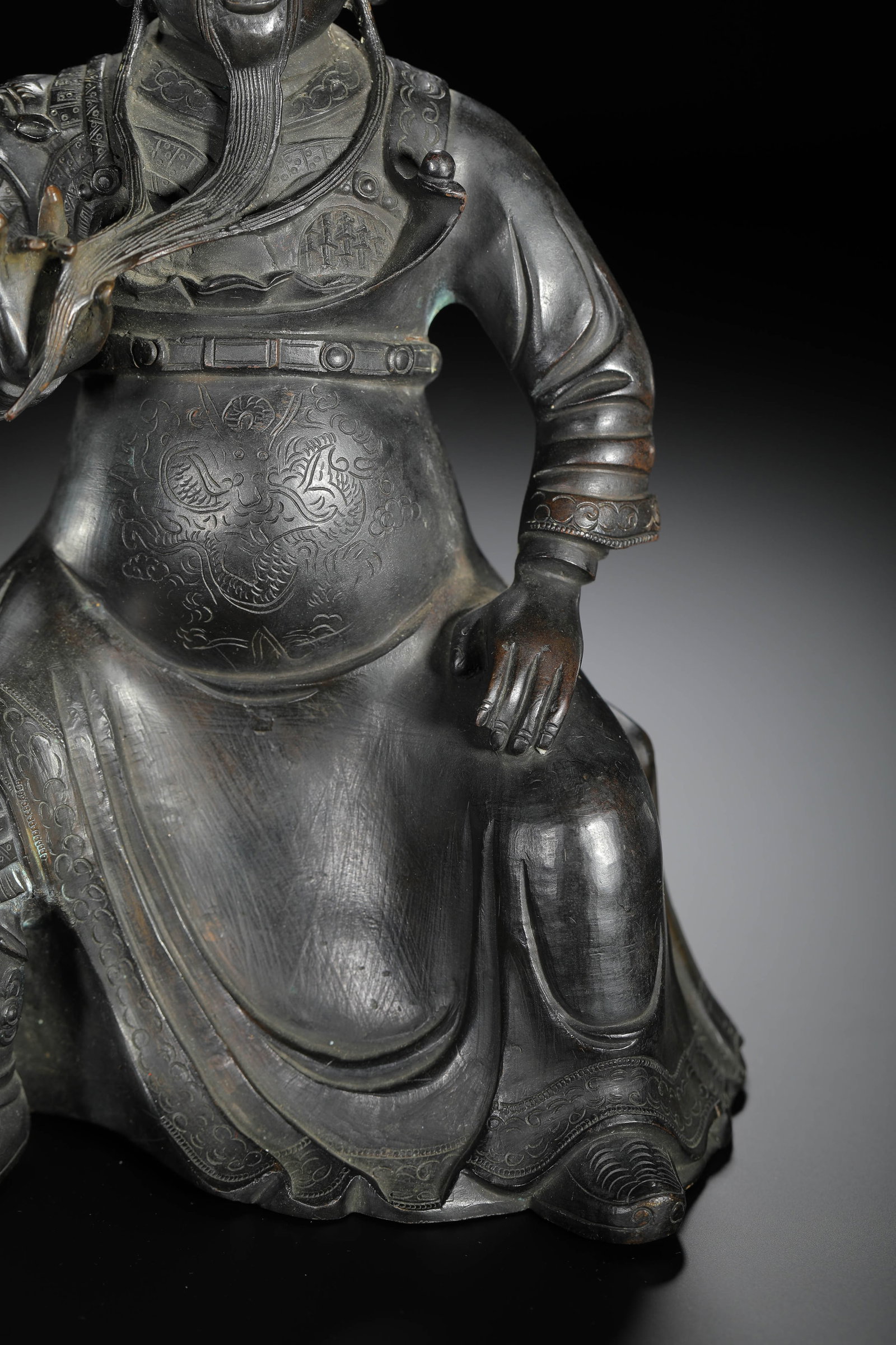 Bronze Cast Guandi Seated Figure - 4