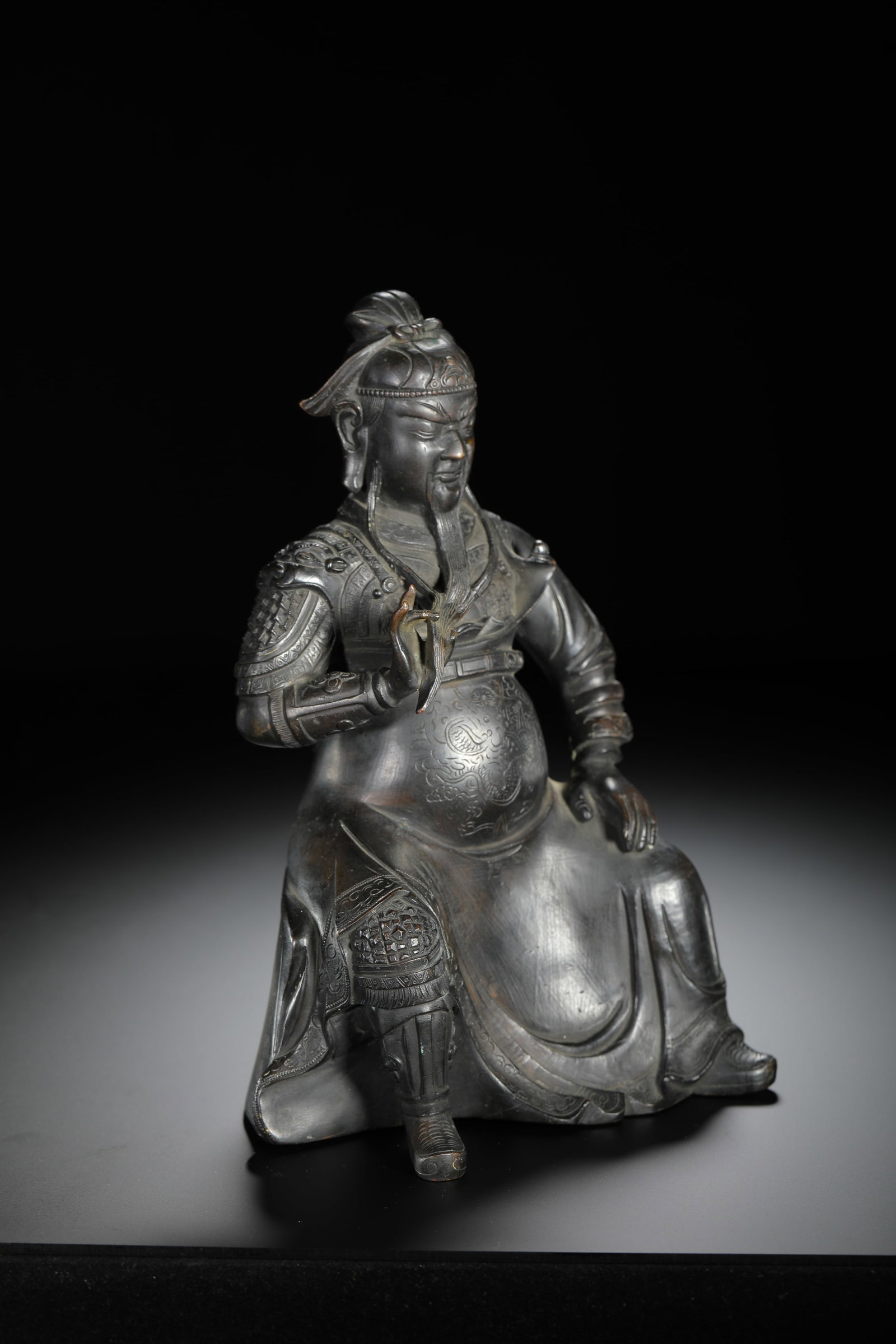 Bronze Cast Guandi Seated Figure - 5