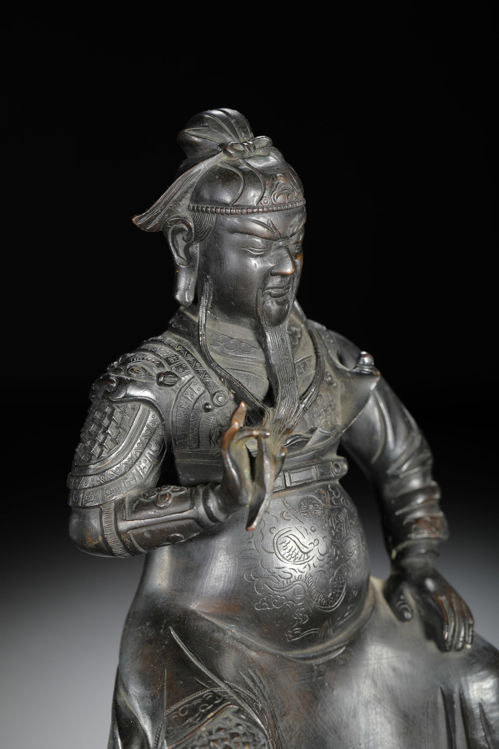 Bronze Cast Guandi Seated Figure - 6