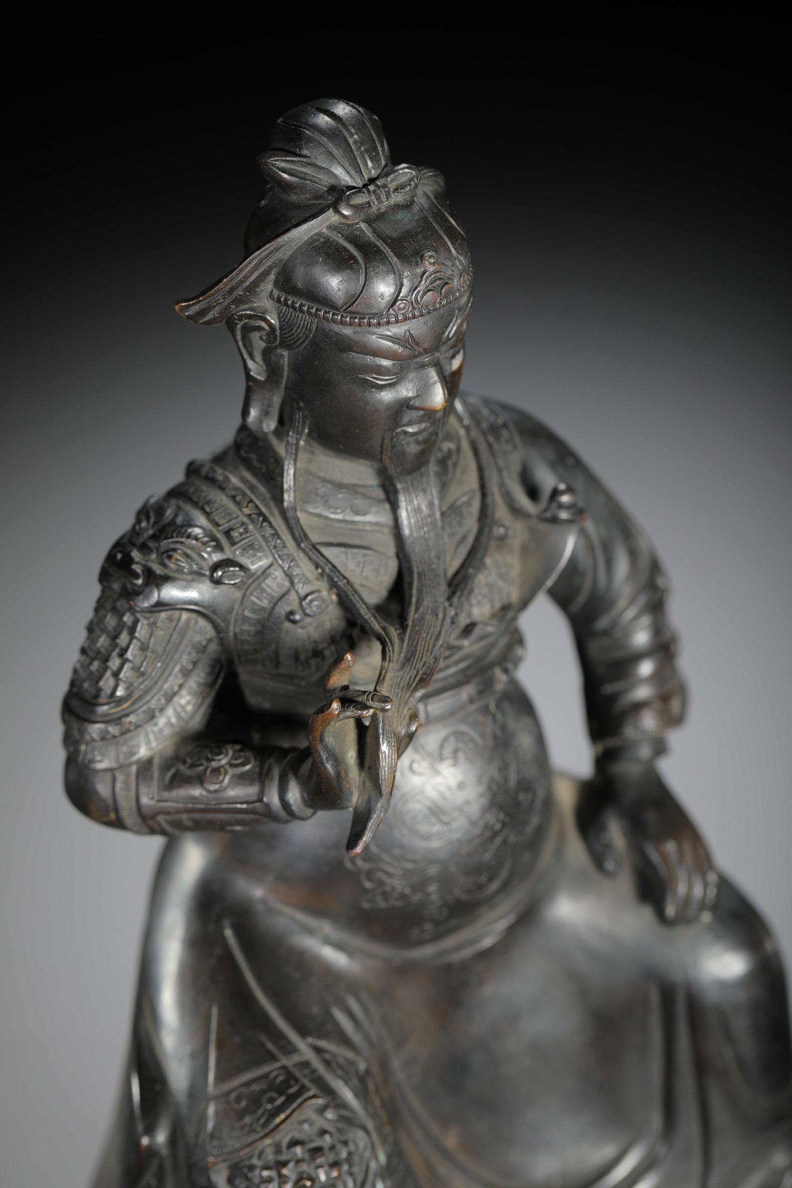 Bronze Cast Guandi Seated Figure - 8