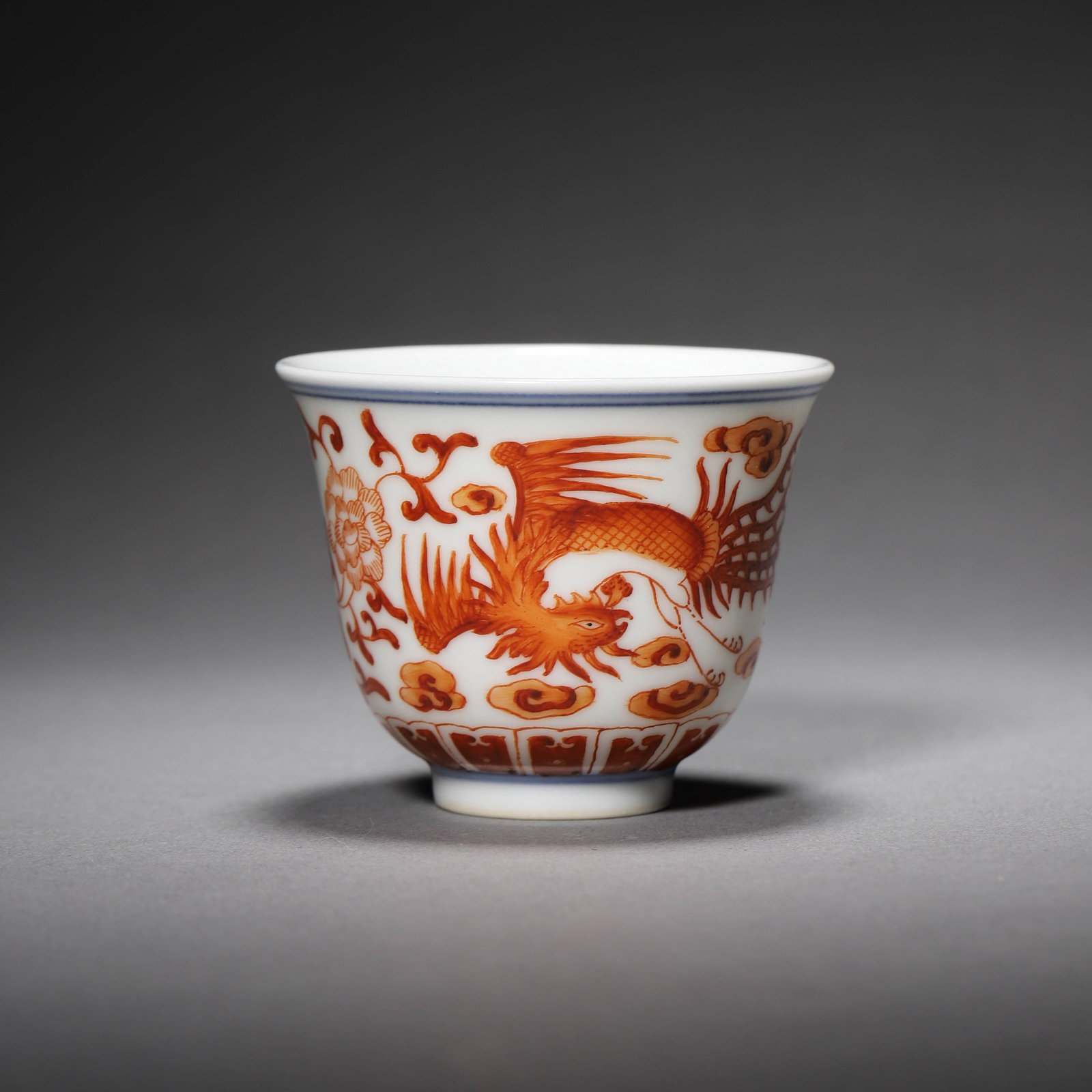 Iron-Red Glaze Phoenix Cup: Iron-Red Glaze Phoenix Cup Diam.6.5cm, Height:5cm,