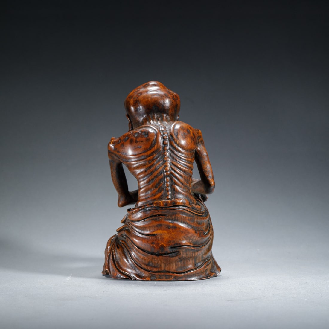 Carved Bamboo Skinny Arhat Statue - 6