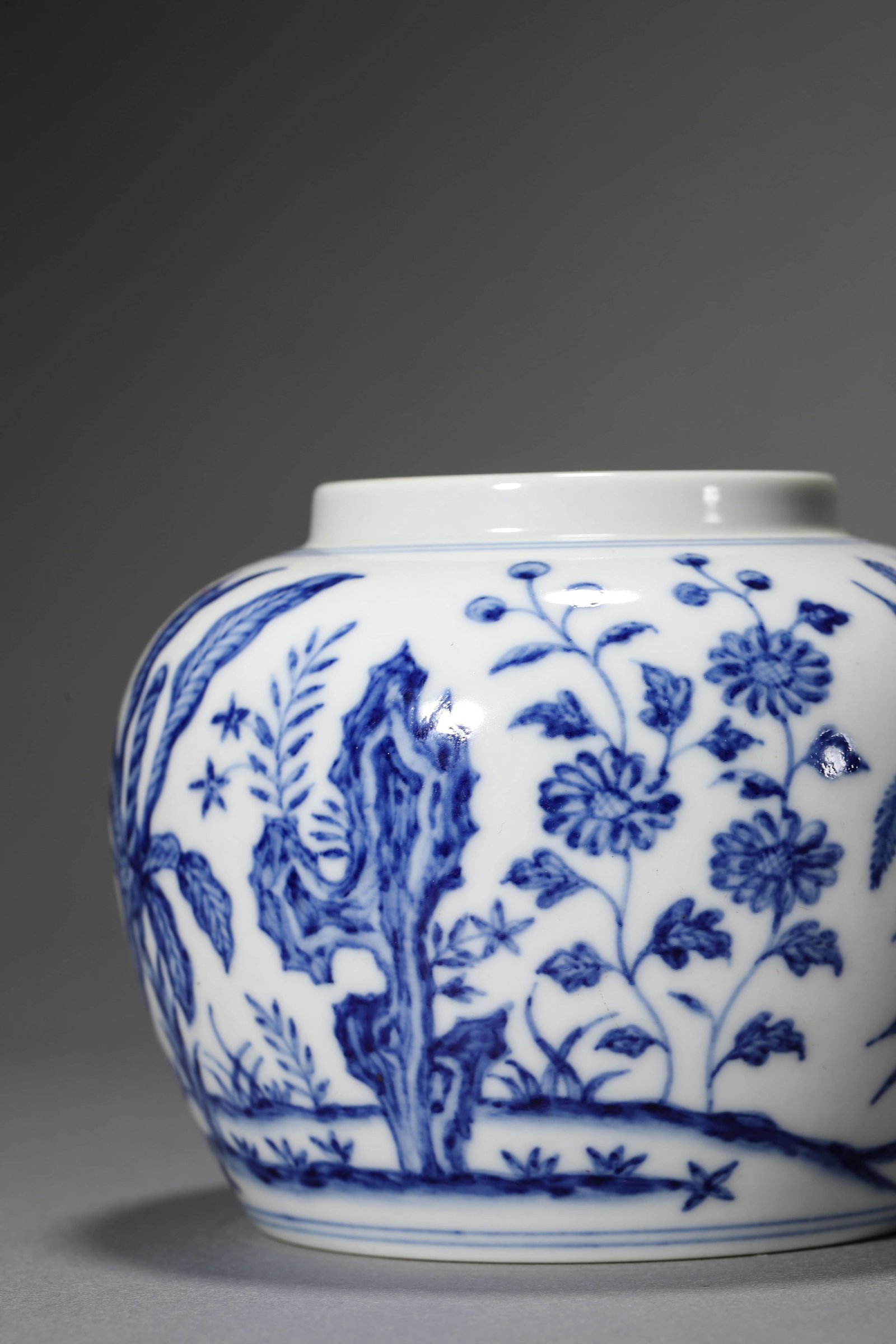 Blue and White Flower Jar - 3