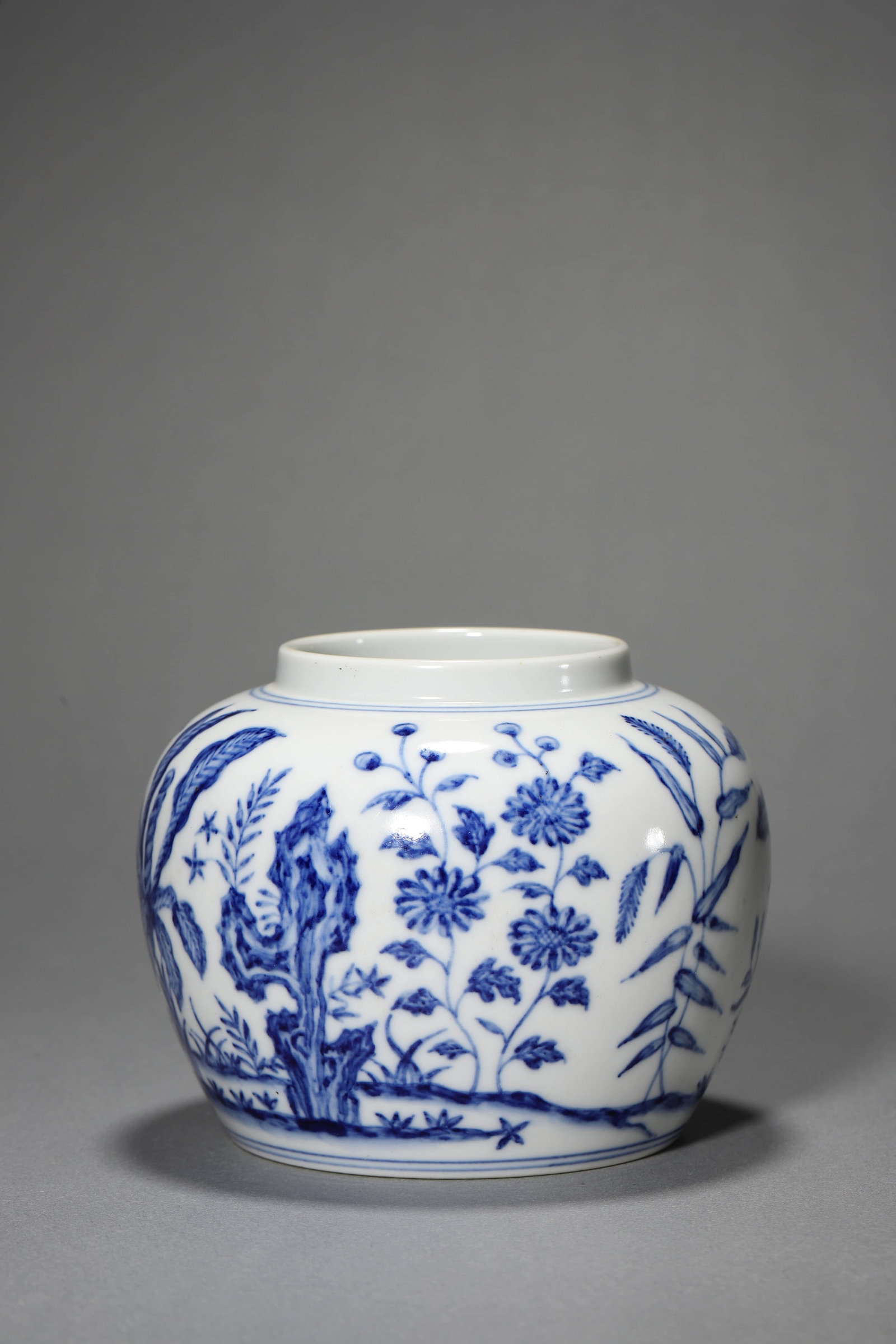 Blue and White Flower Jar - 4