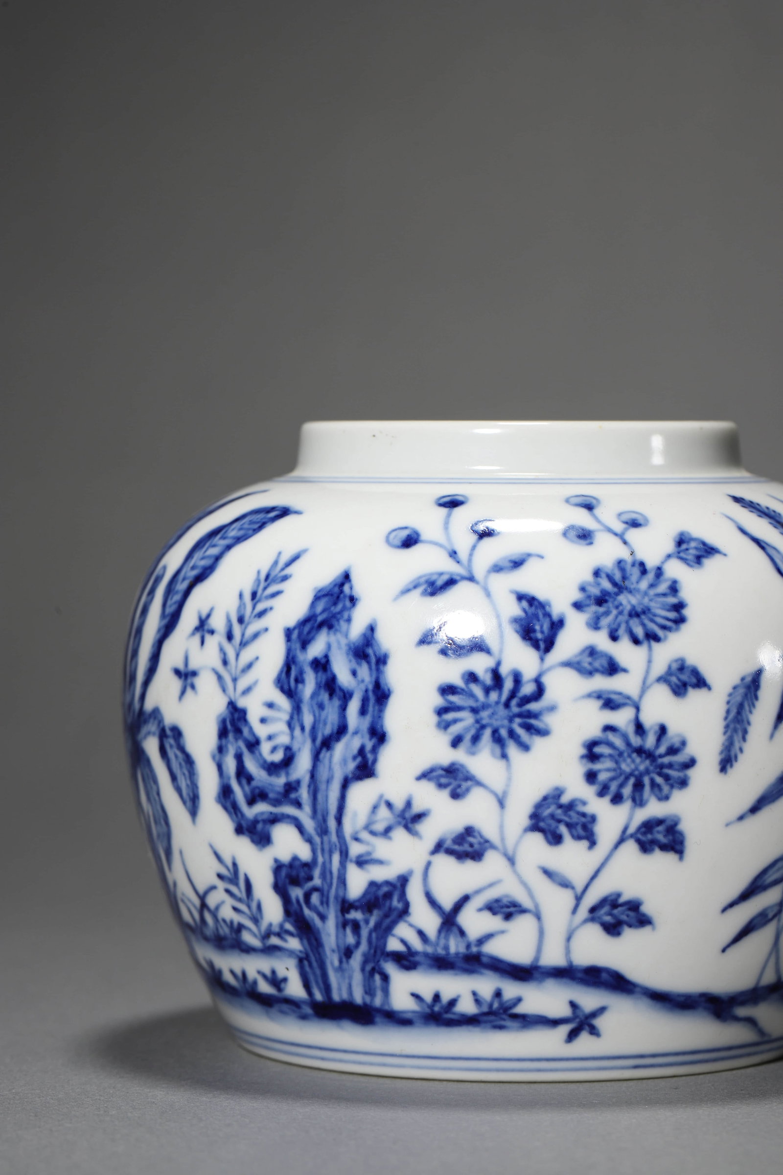 Blue and White Flower Jar - 5
