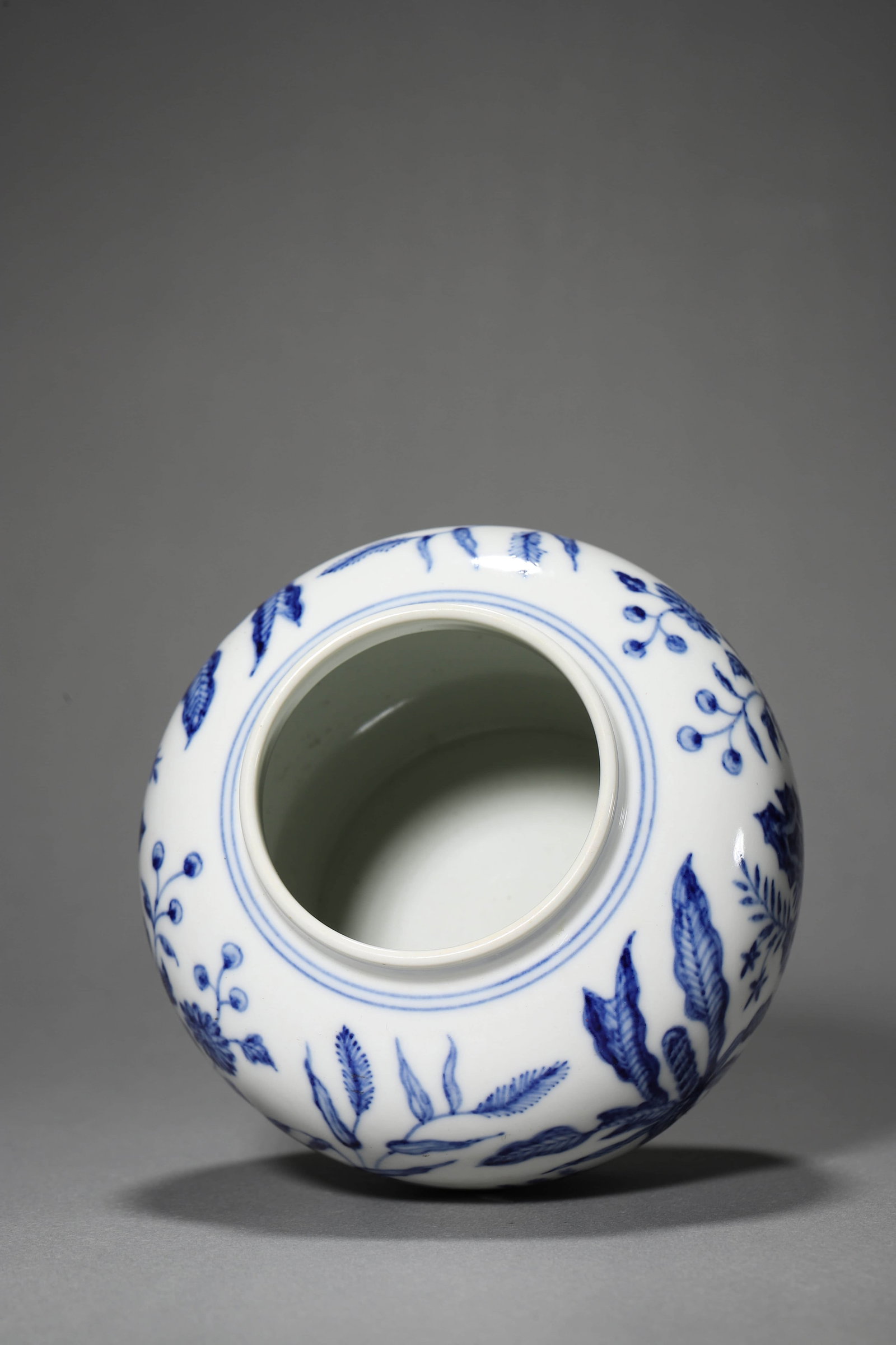 Blue and White Flower Jar - 6