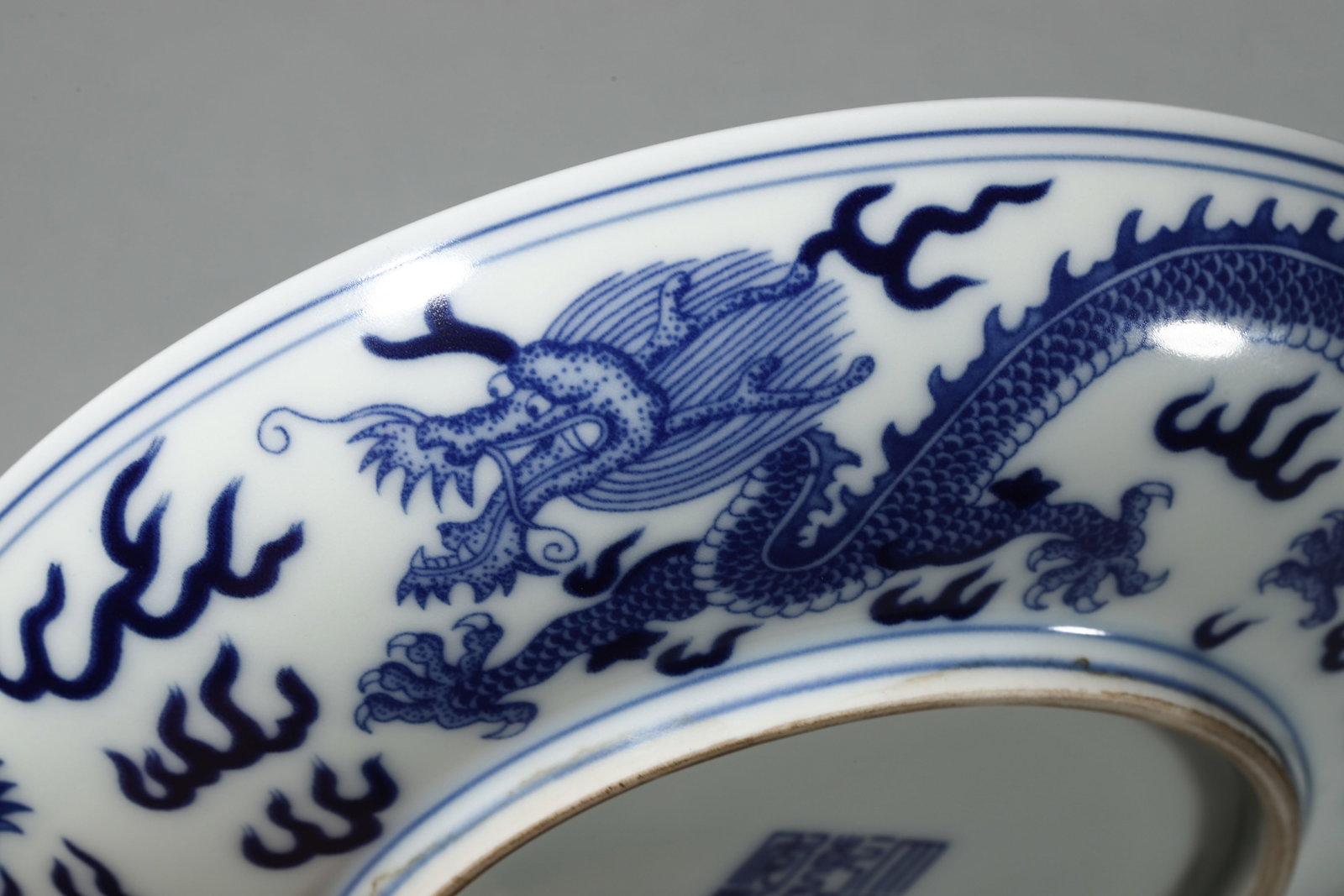 Blue and White Dragon Plate - 5