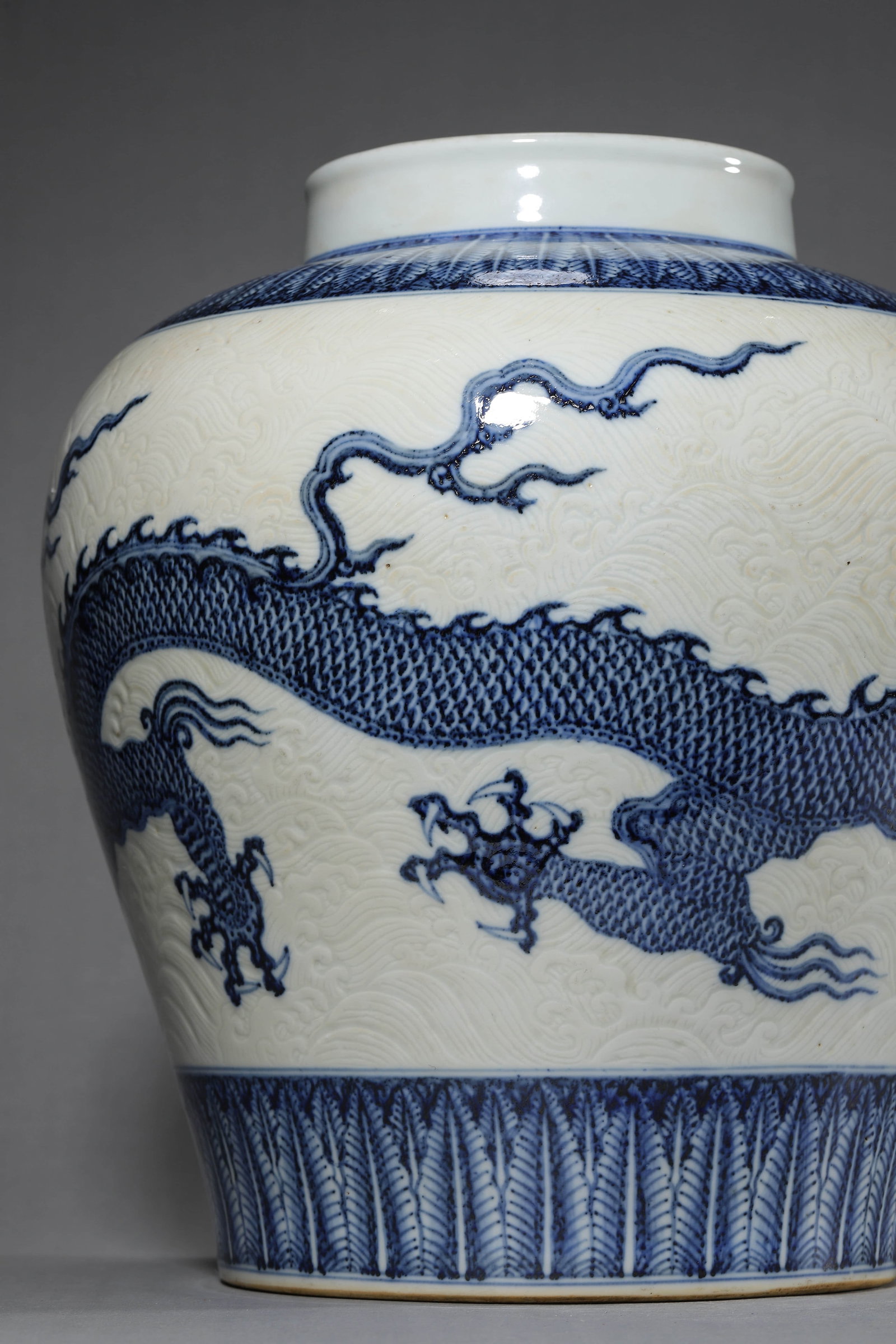 Blue and White Dragon Jar - 5