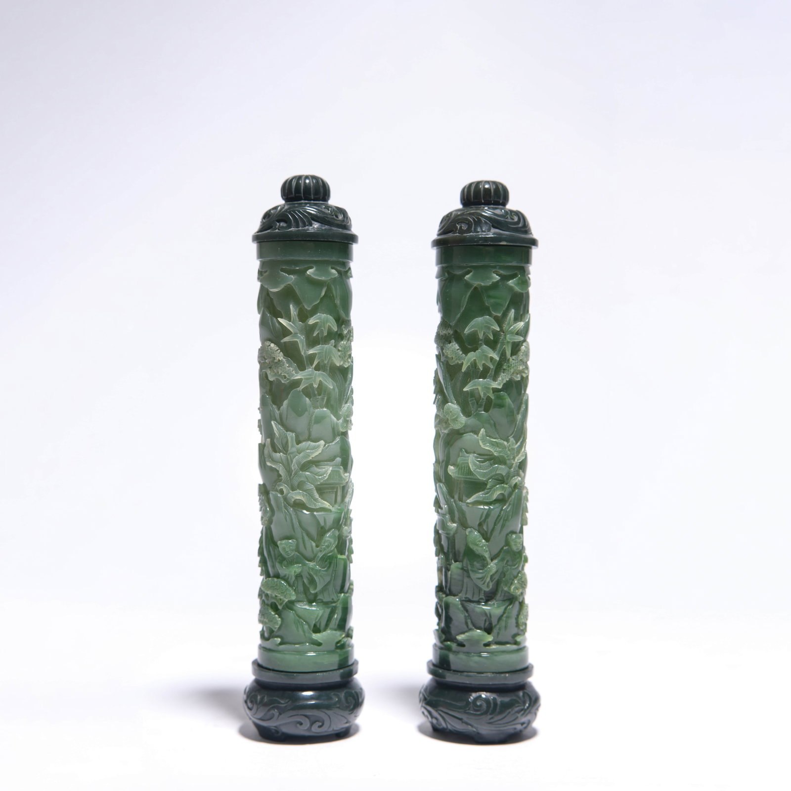 Spinach-Green Jade Landscape Incense Tube (1 of 5)
