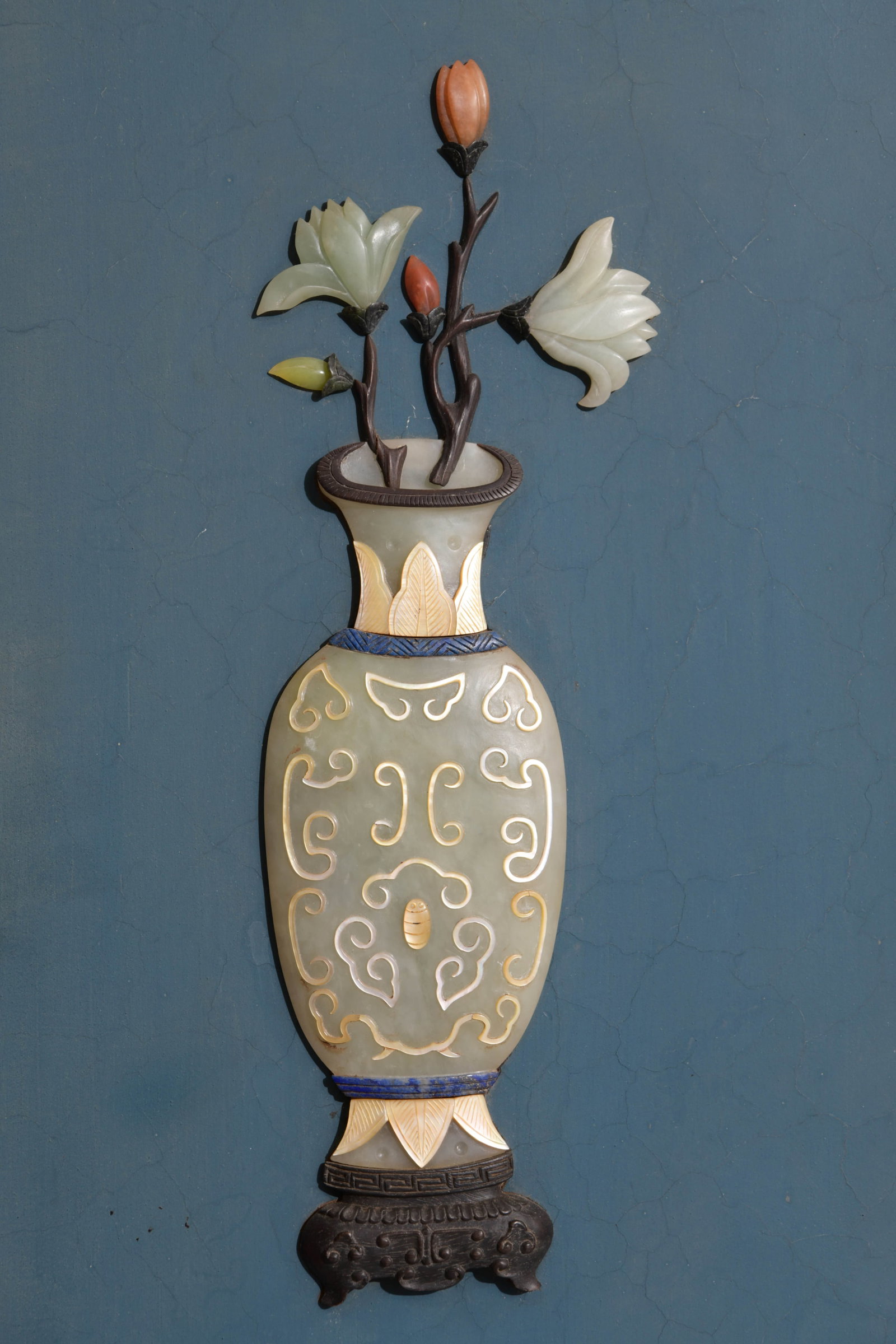 Hardstone Inlaid Lacquer Hanging Plaque - 5