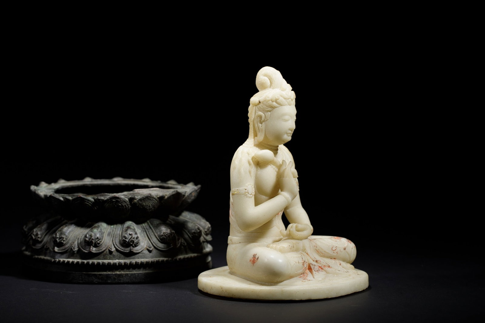 A Han White Jade Buddha Statue - 5