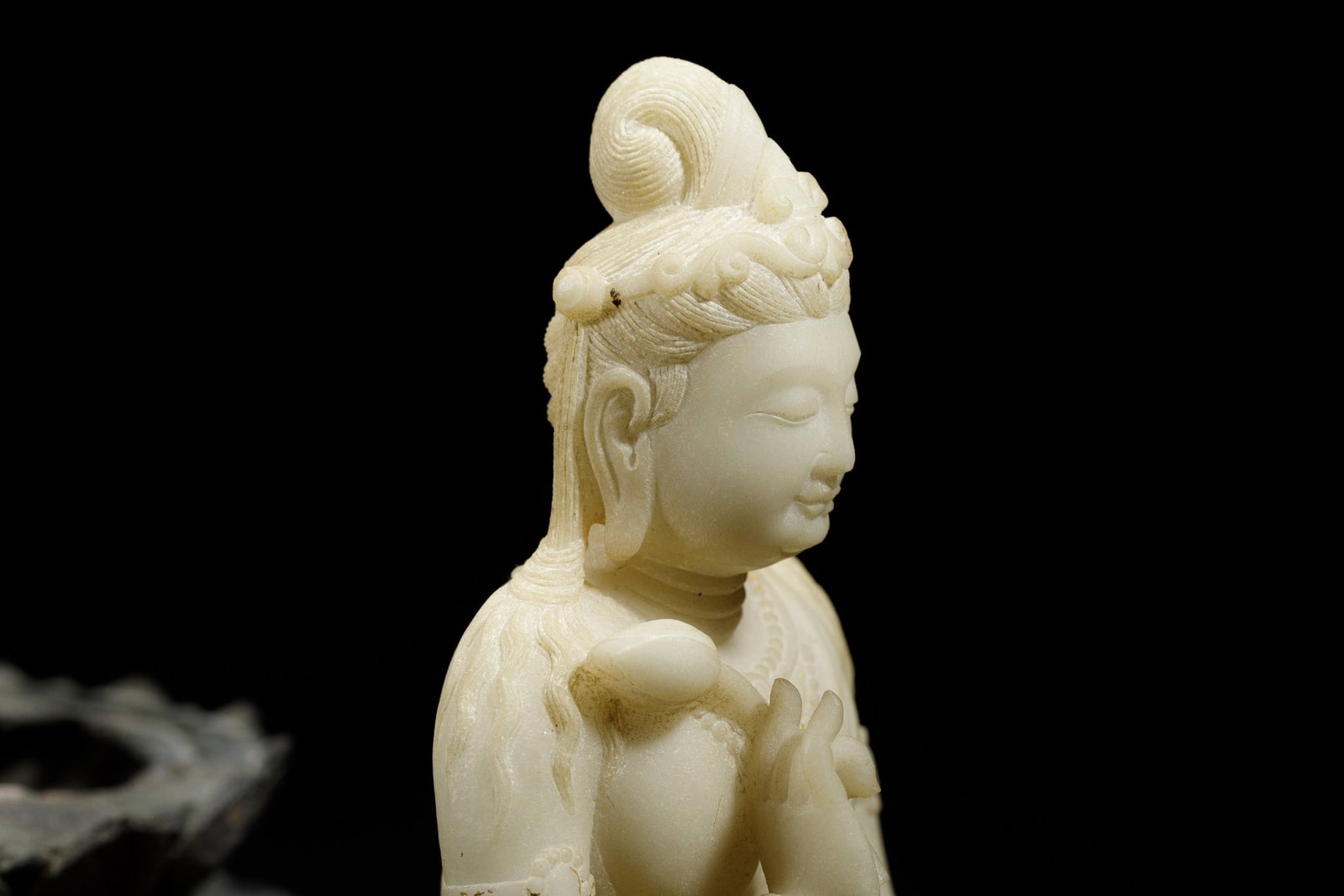 A Han White Jade Buddha Statue - 6