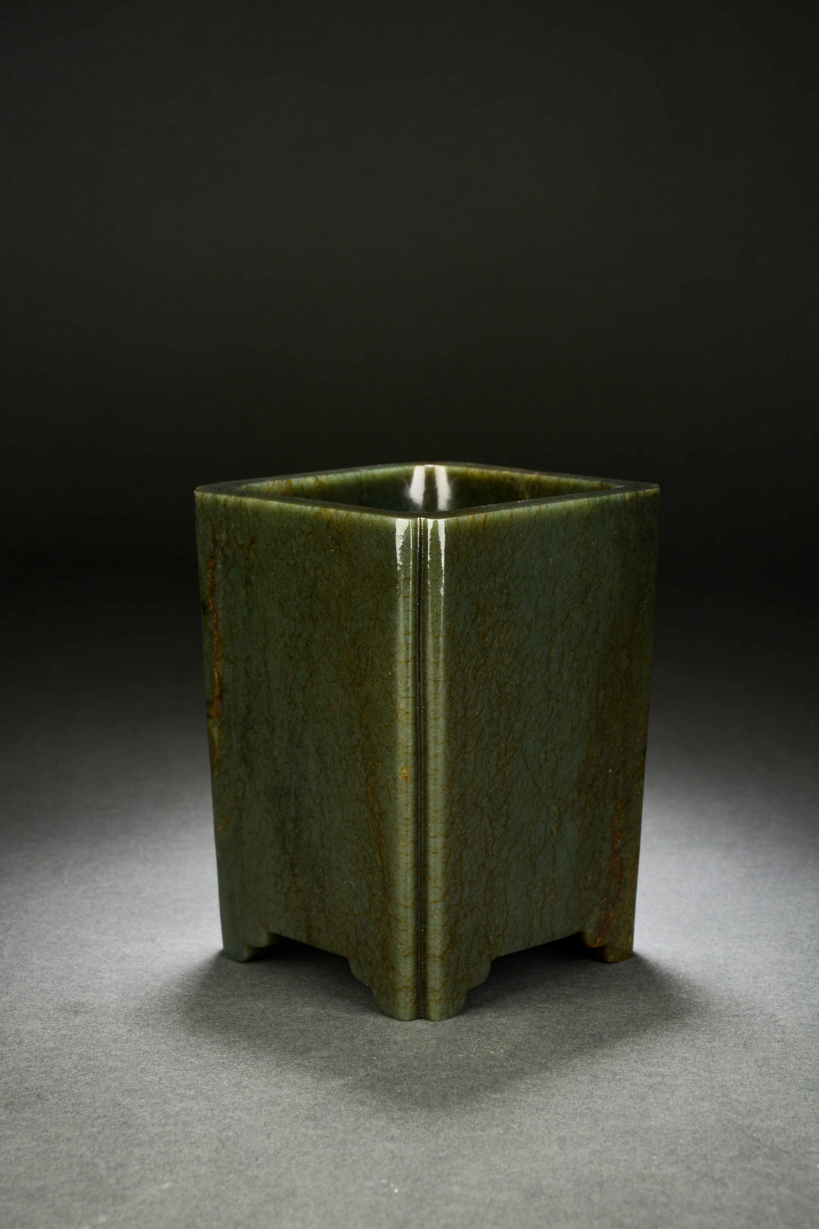 Jasper Jade Brush Pot - 2
