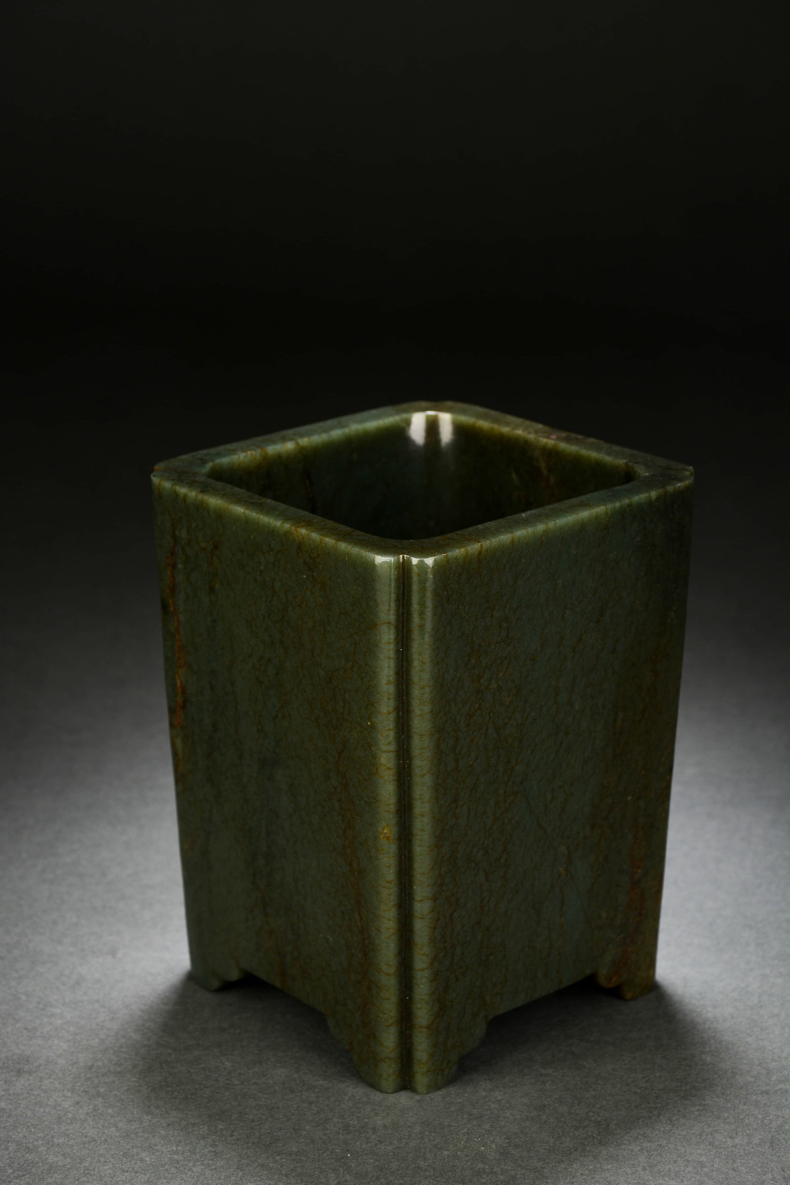 Jasper Jade Brush Pot - 3