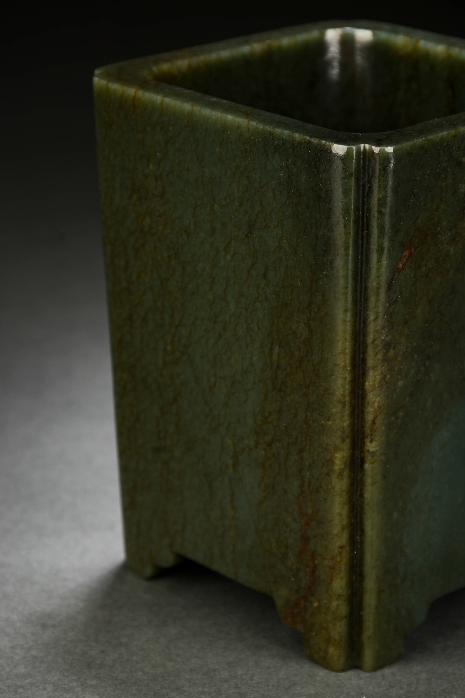 Jasper Jade Brush Pot - 5