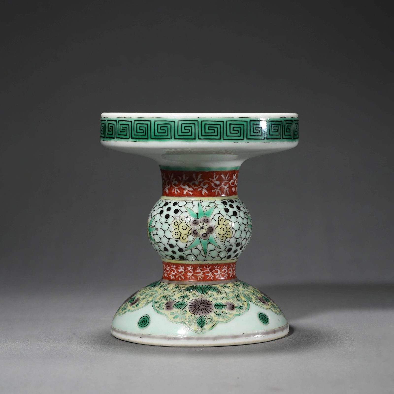 Wucai Glaze Flower Candlestick: Wucai Glaze Flower Candlestick Diam.11cm, Height:12.5cm,