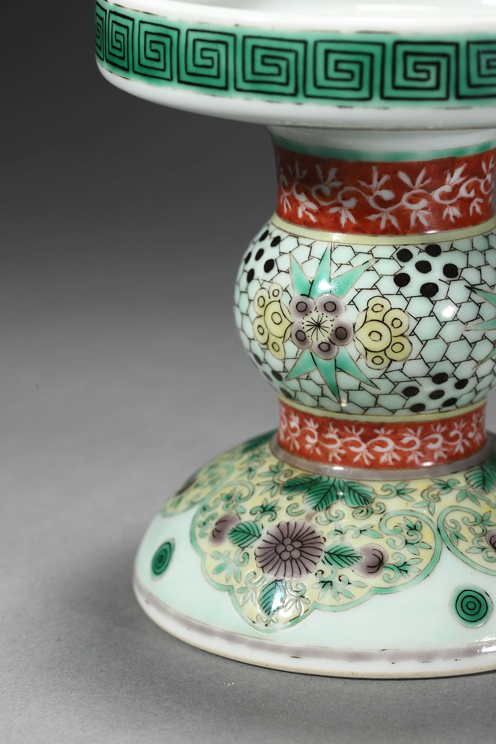 Wucai Glaze Flower Candlestick - 2