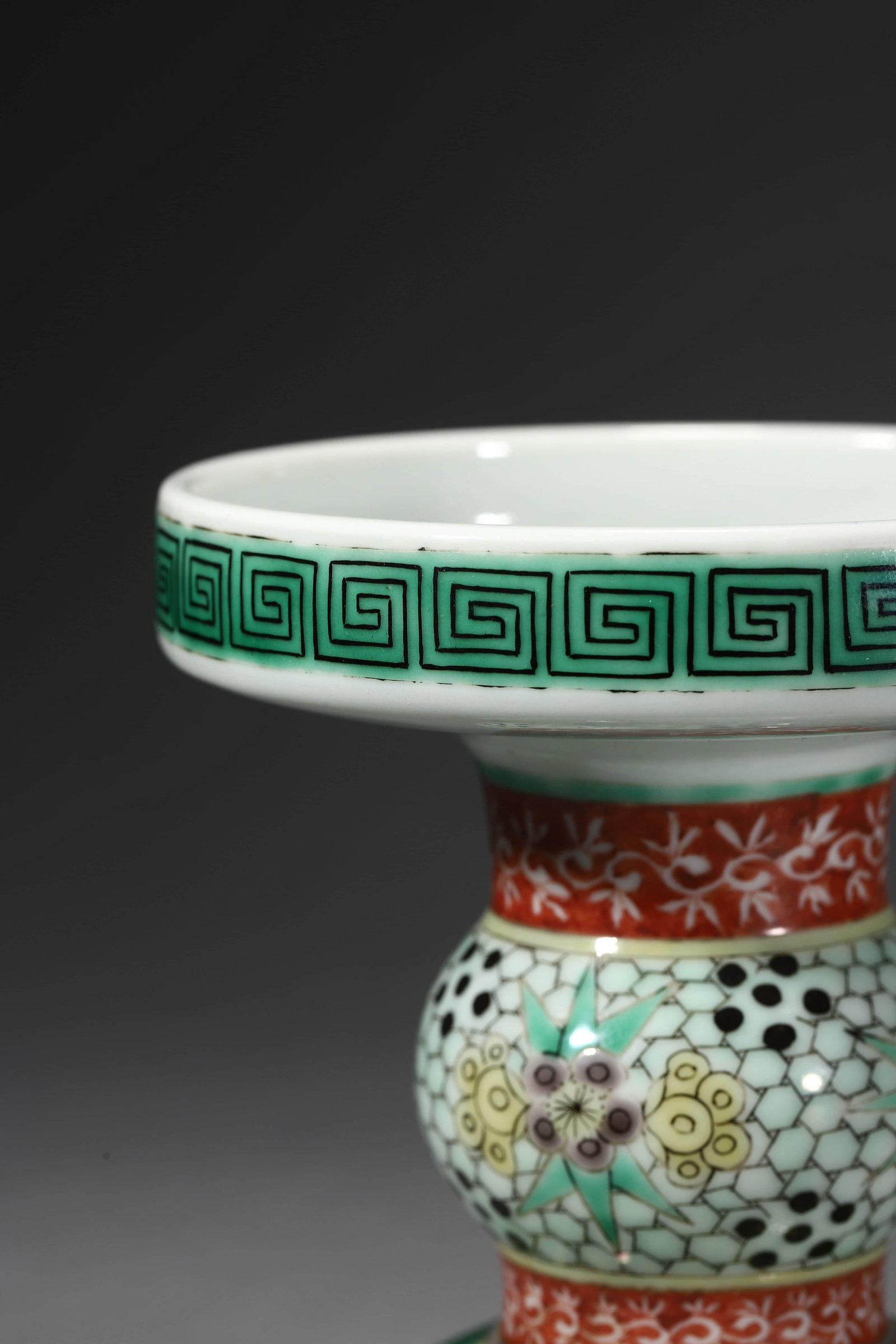 Wucai Glaze Flower Candlestick - 3