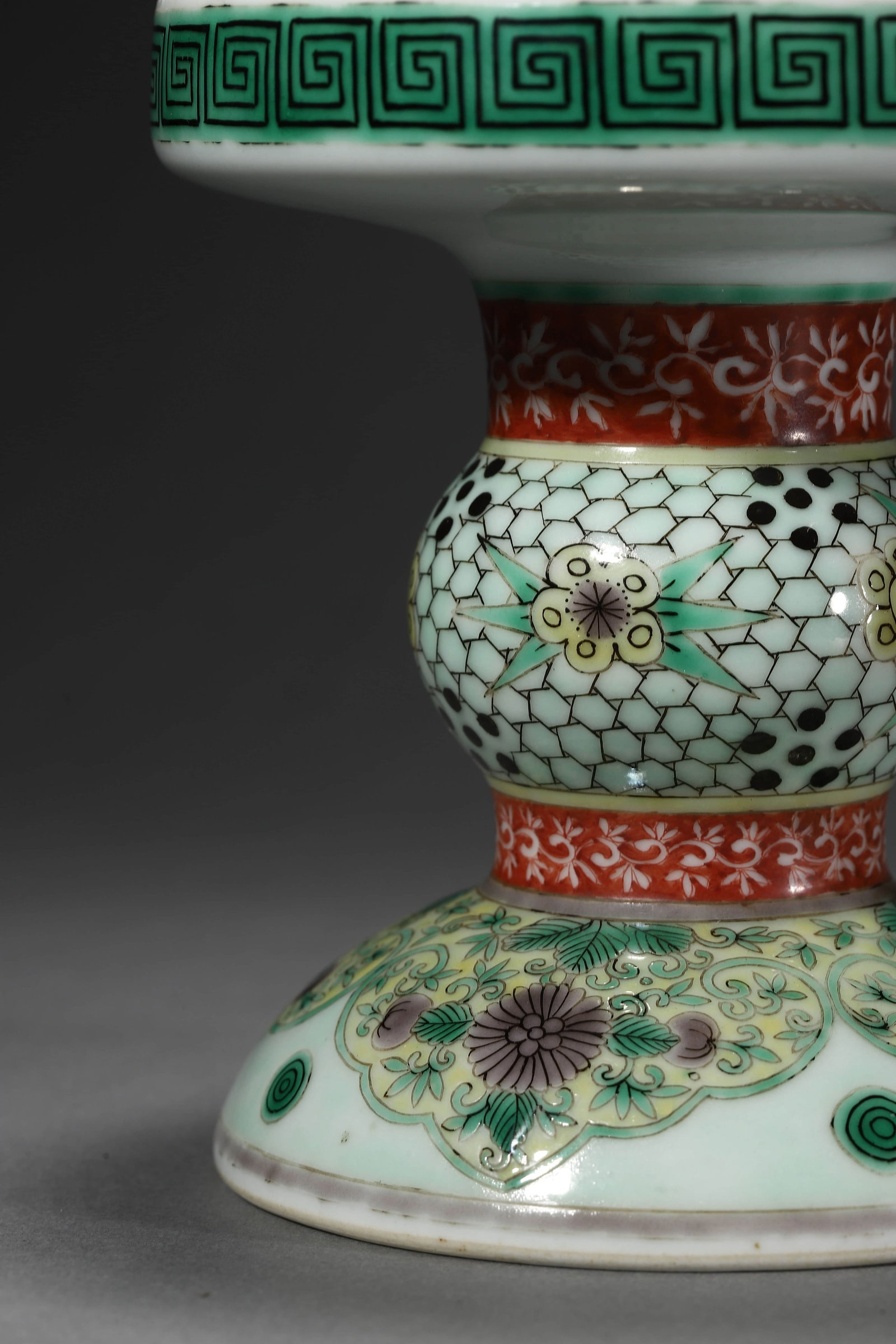 Wucai Glaze Flower Candlestick - 5
