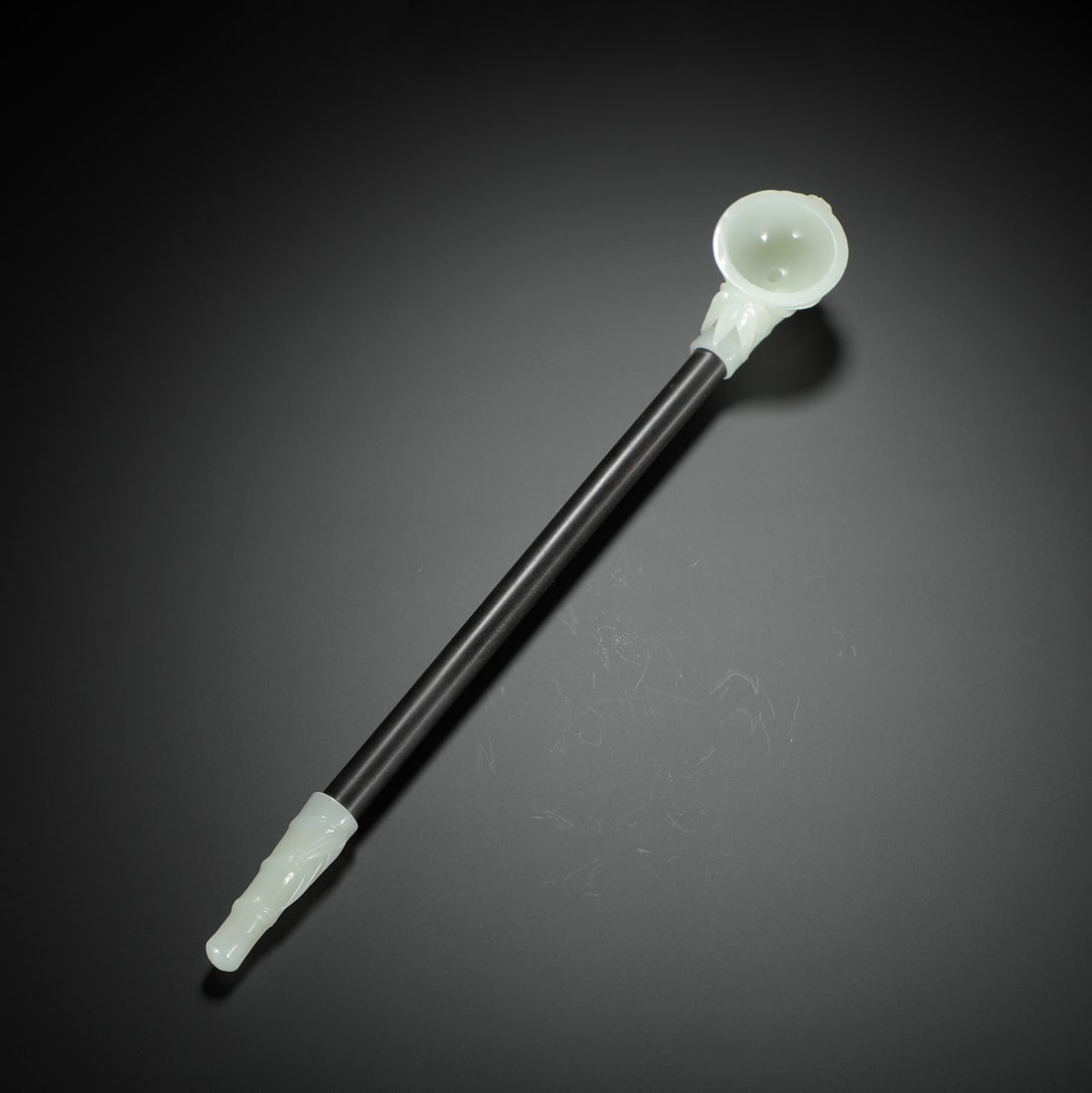 Carved Jade Pipe: Carved Jade Pipe Length:28.6cm Weight:90g