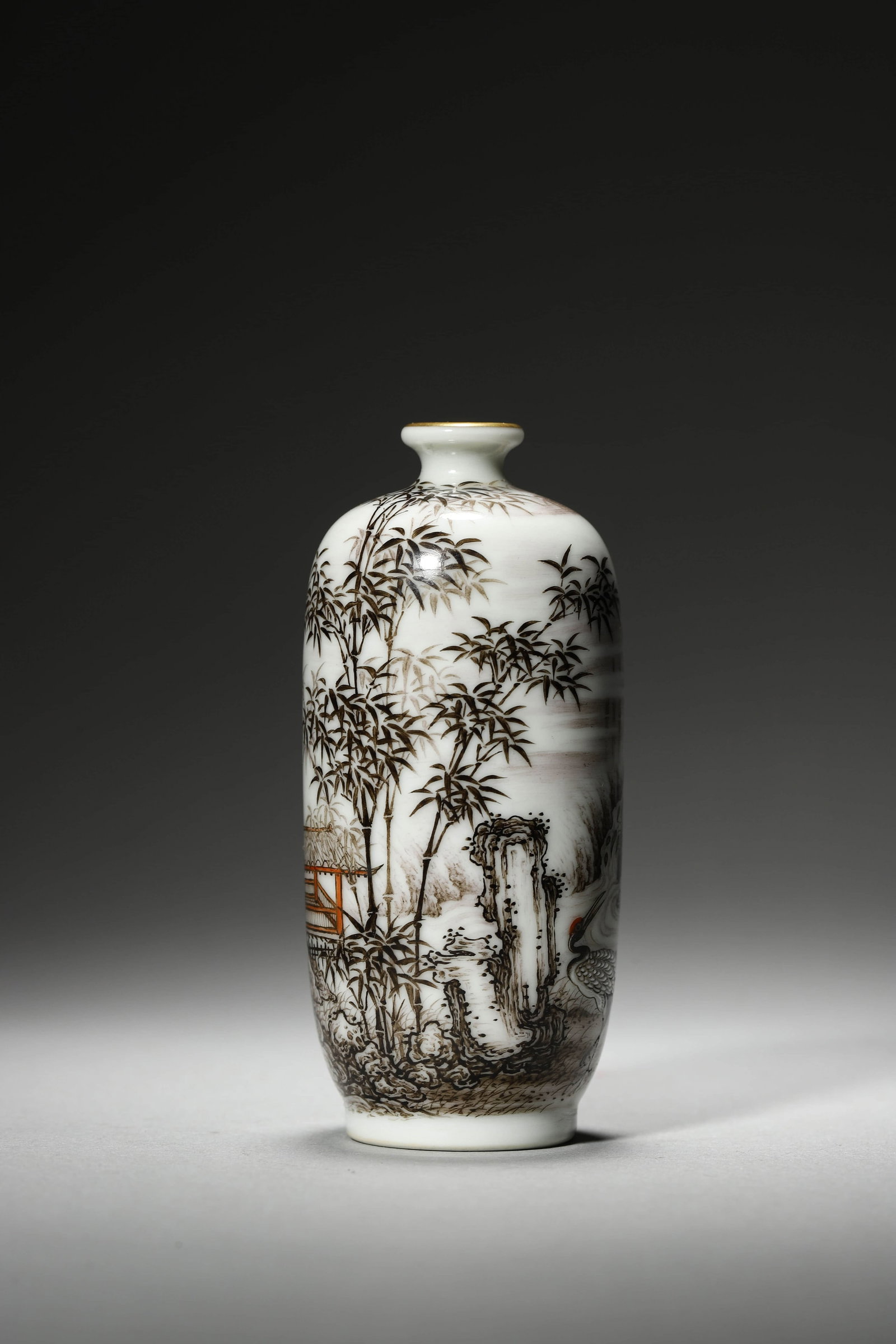 Grisaille Glaze Bamboo Snuff Bottle - 2