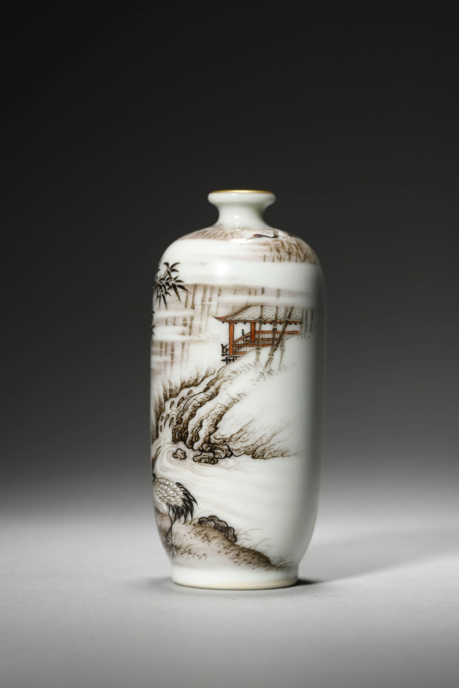 Grisaille Glaze Bamboo Snuff Bottle - 3