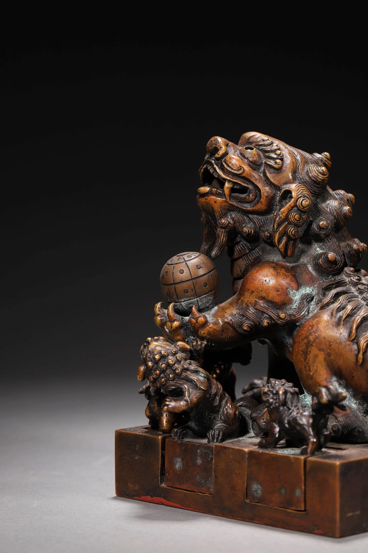 Engraved Bronze Lion Seal - 8