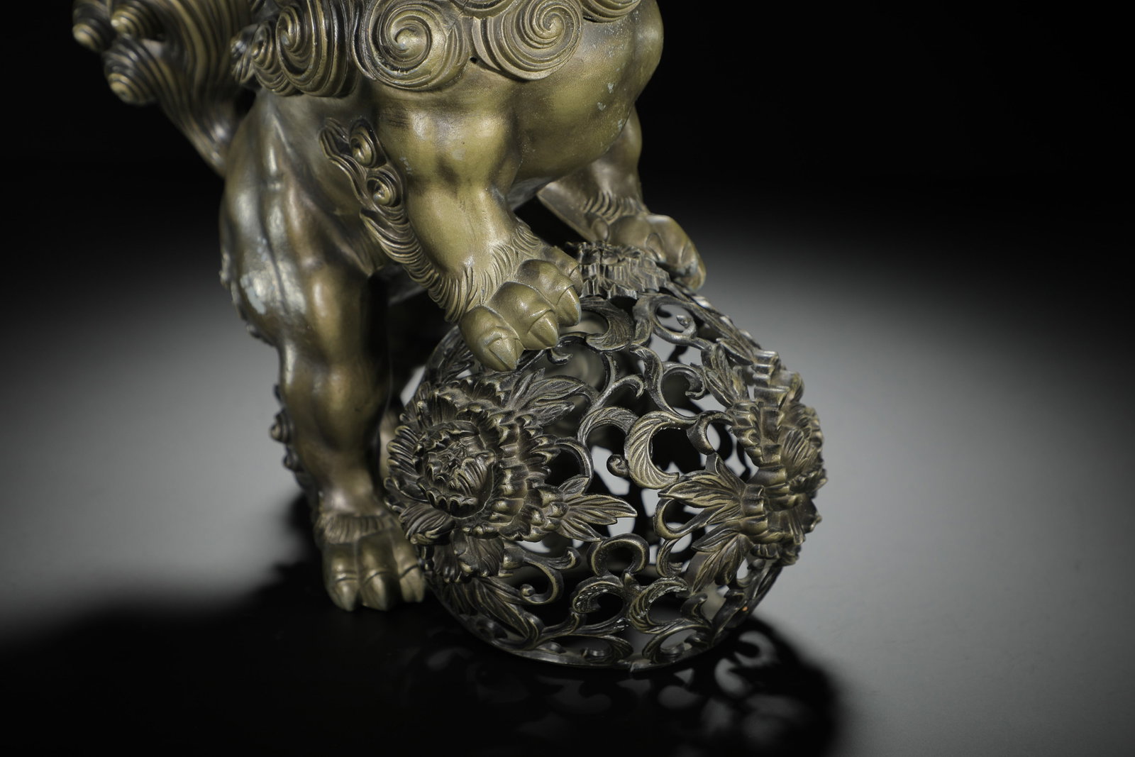 Bronze Lion Rolling Ball Ornament - 12