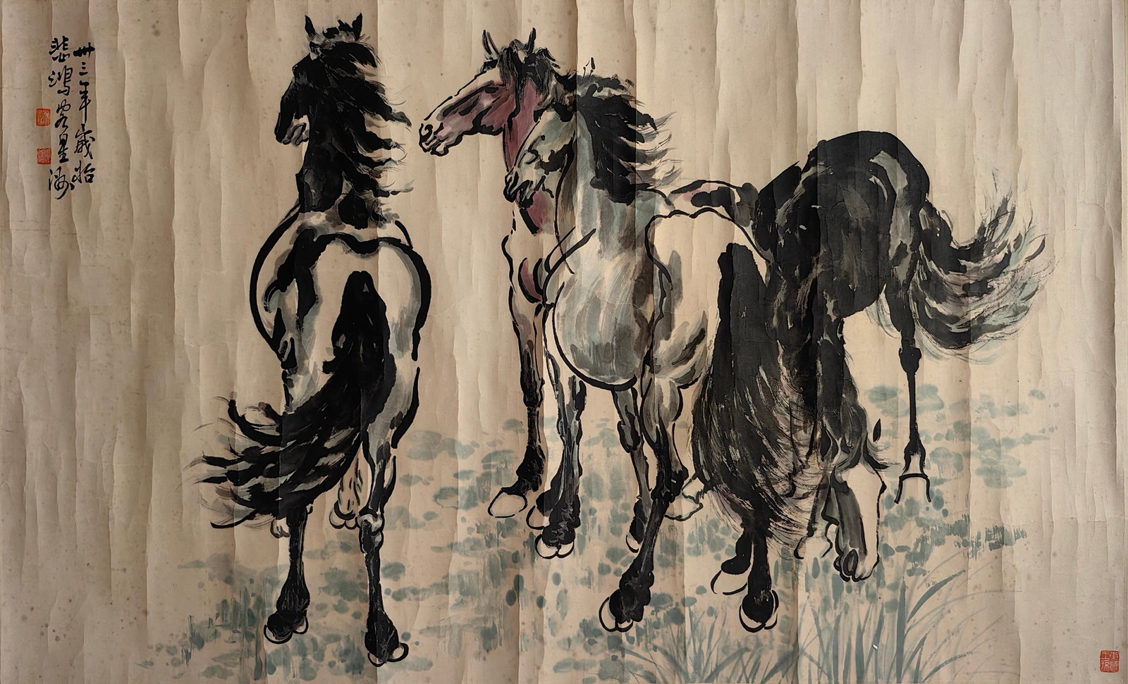 Chinese Drawing Animal Painting, Xu Beihong Mark: Chinese Drawing Animal Painting, Xu Beihong Mark 67×110cm