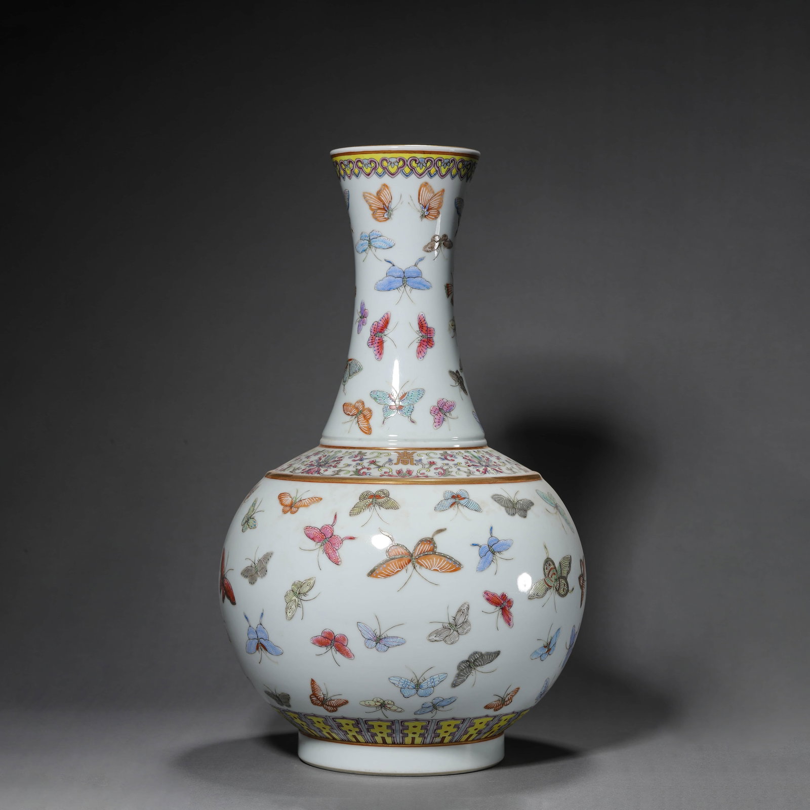 Famille Rose Butterfly Vase: Famille Rose Butterfly Vase Diam.22cm, Height:39cm,