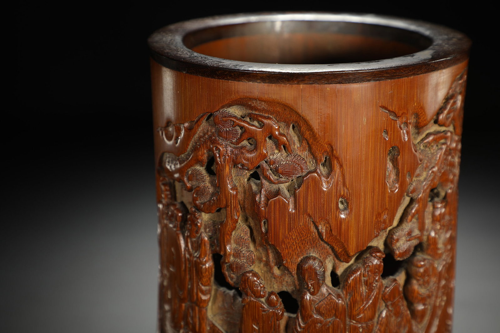 Carved Bamboo Figural Brushpot - 3