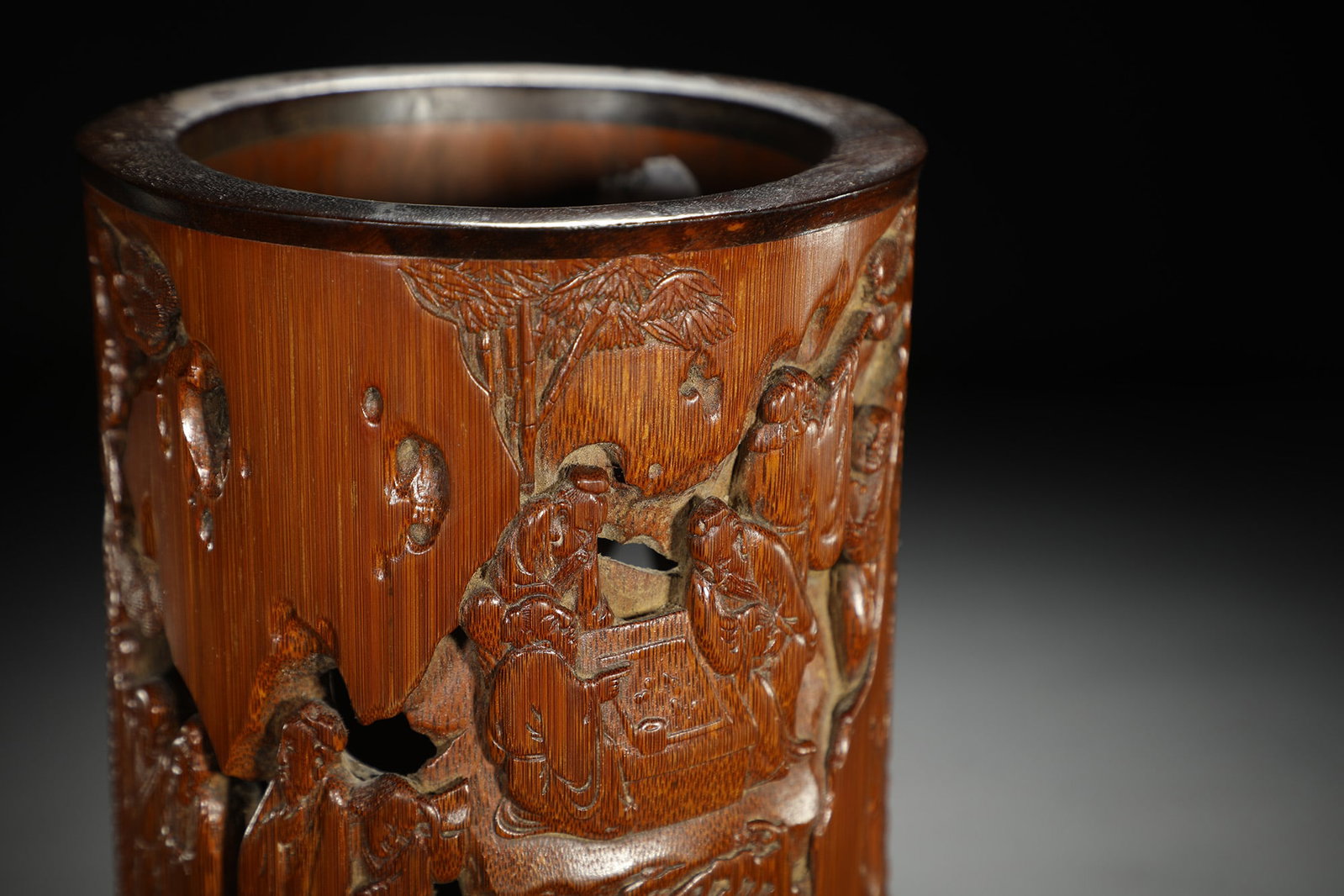 Carved Bamboo Figural Brushpot - 6