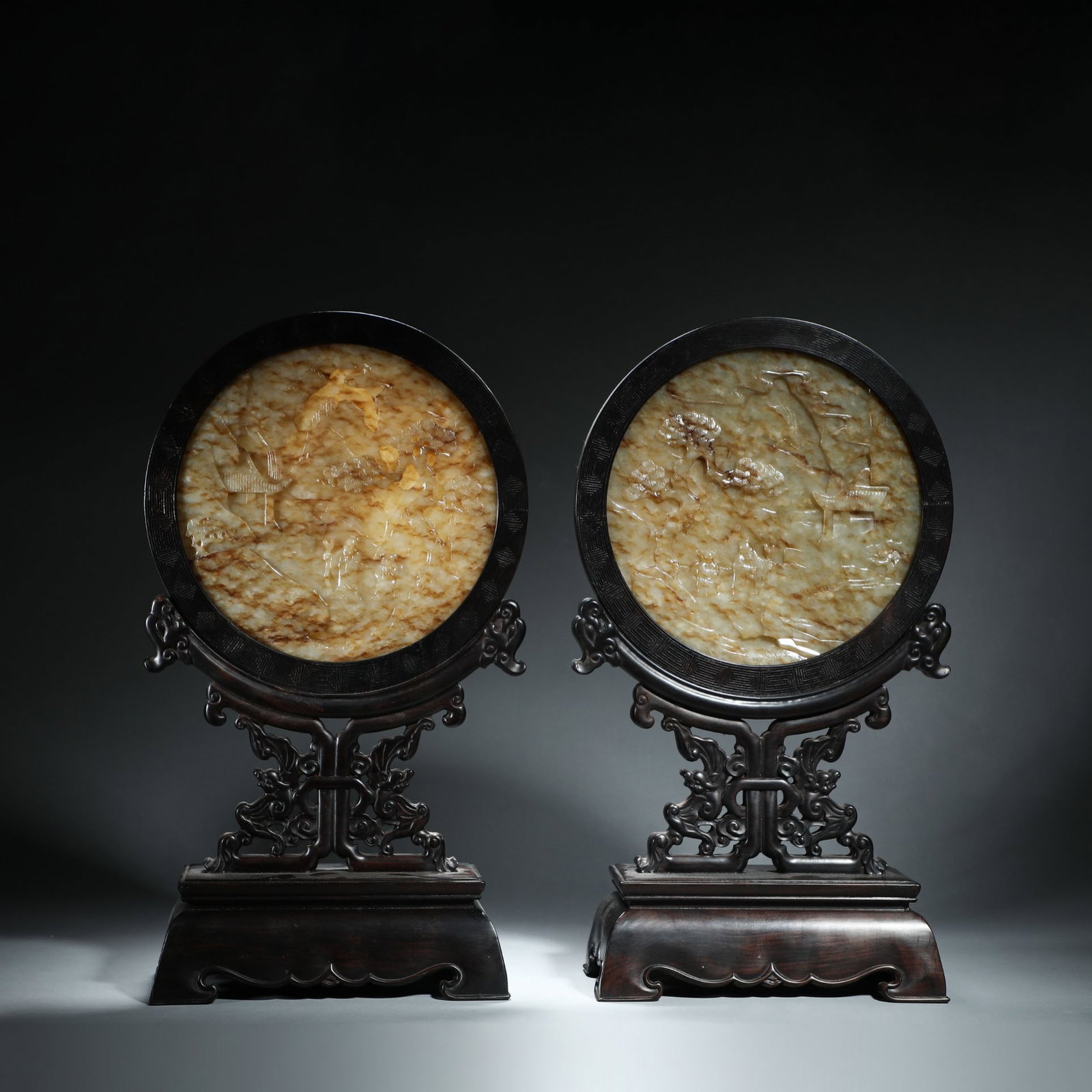 Pair Of Jade ‘Table Screen’: Pair Of Jade ‘Table Screen’ Length:20cm Height:39cm
