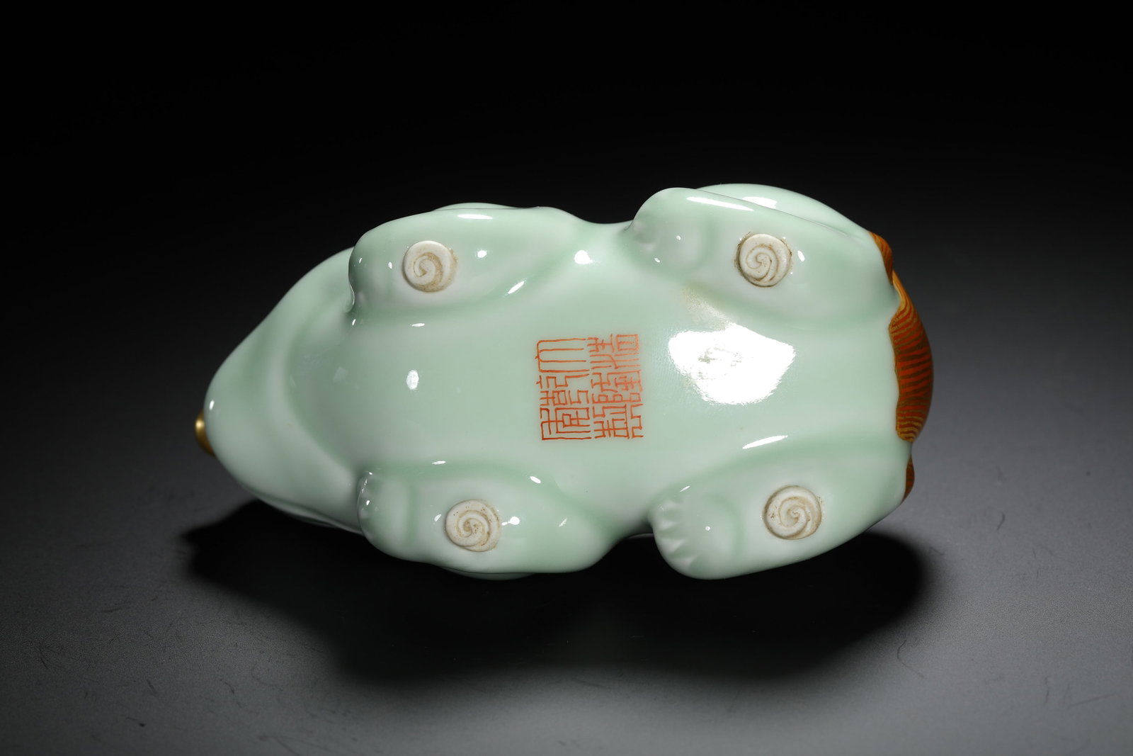 Celadon Glazed Auspicious Beast Incense Holder Pair - 11