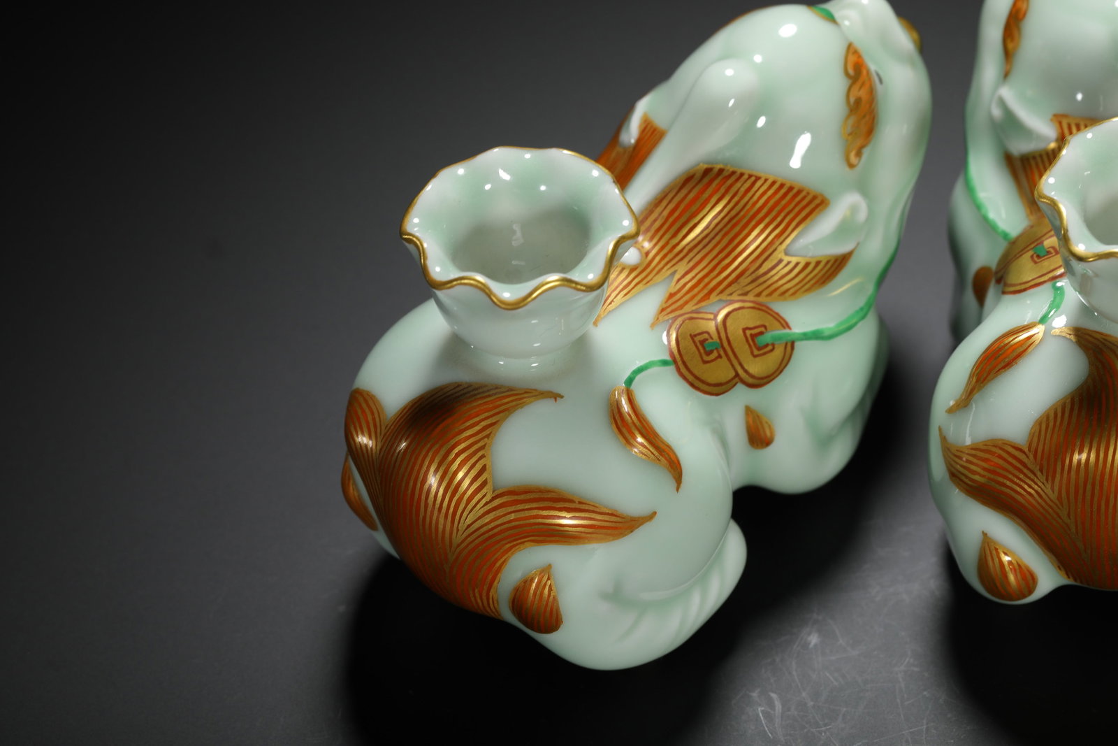 Celadon Glazed Auspicious Beast Incense Holder Pair - 7