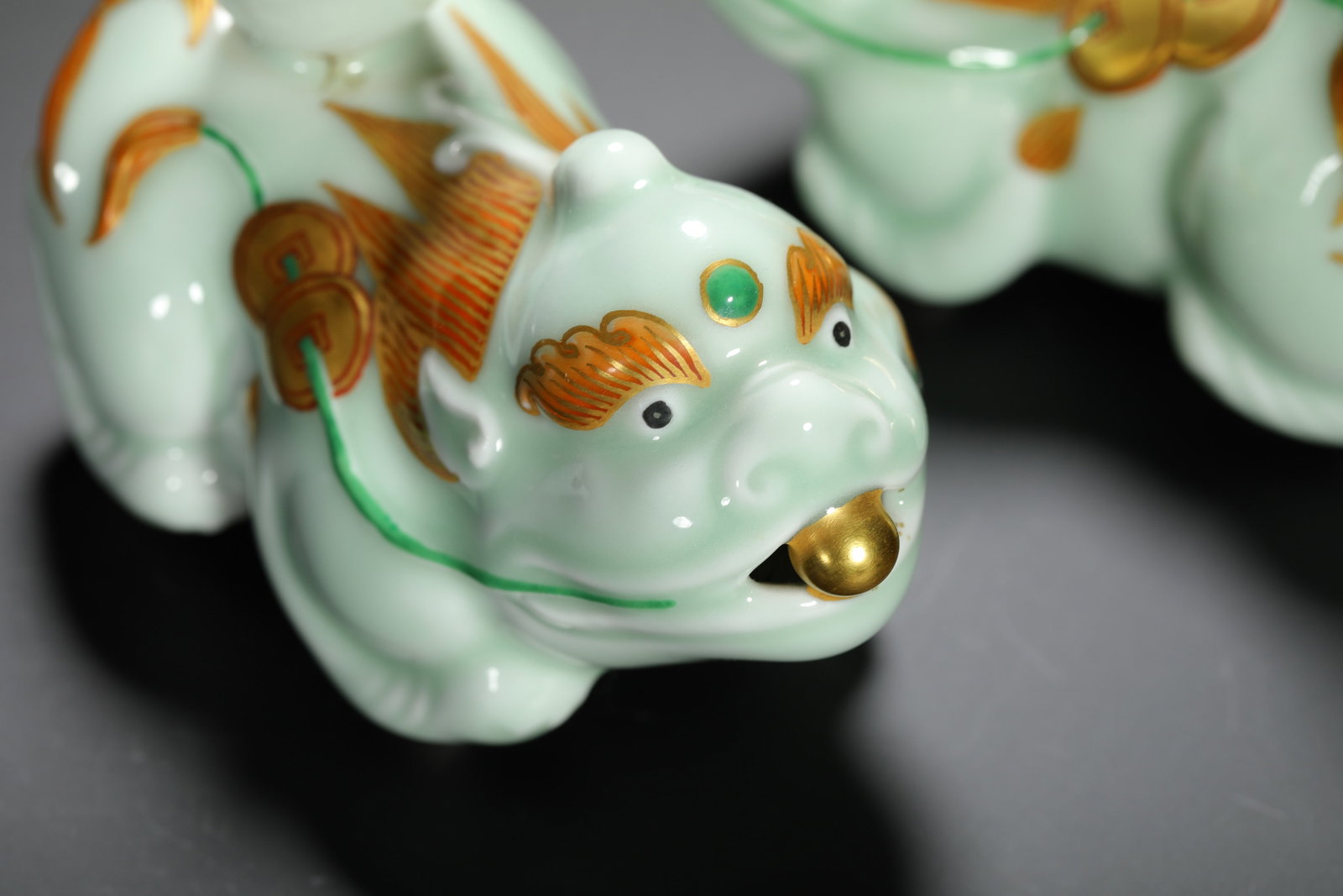 Celadon Glazed Auspicious Beast Incense Holder Pair - 9