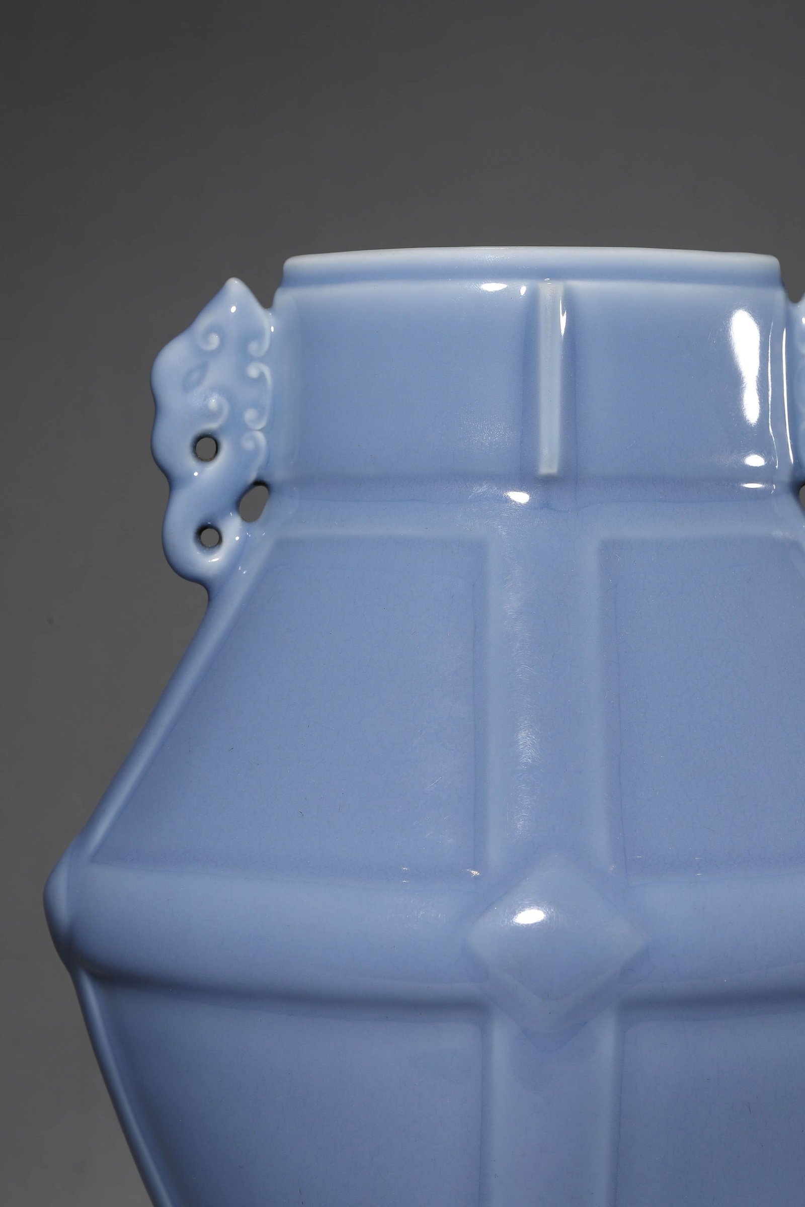 Blue Glaze Double-Eared Vase - 2