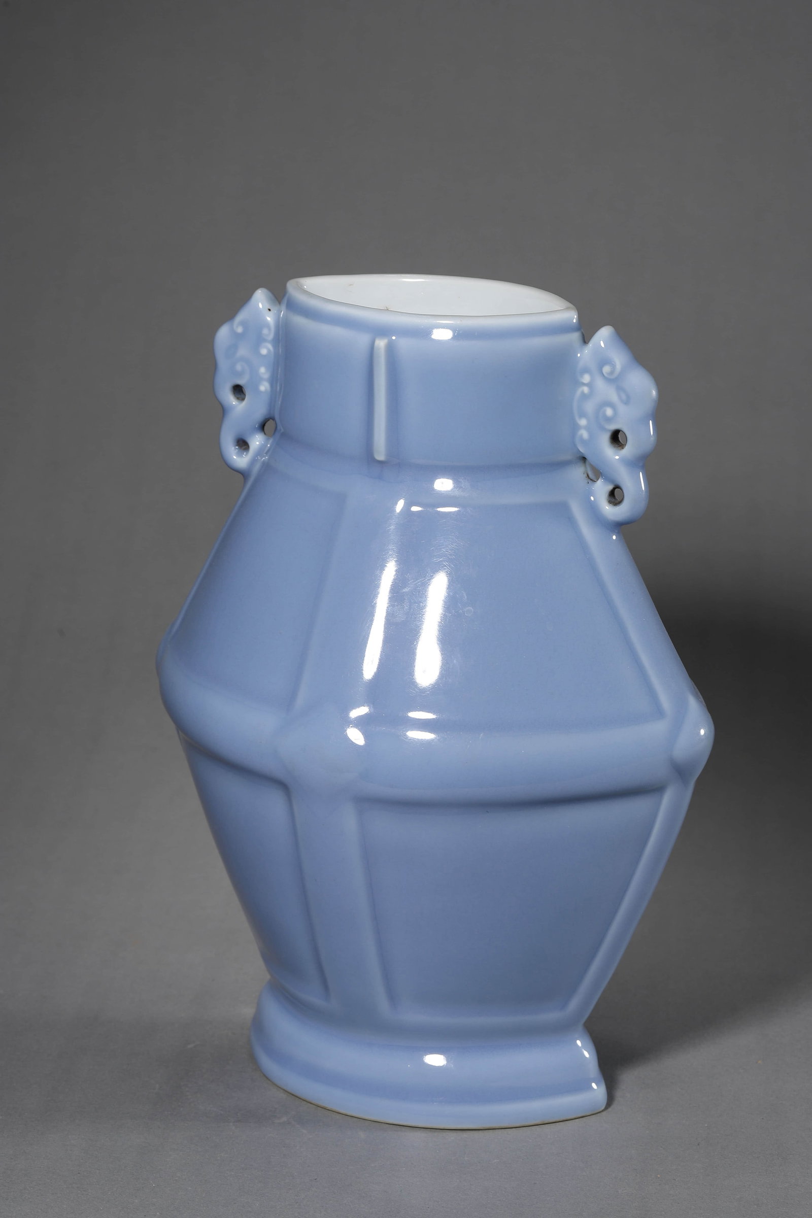 Blue Glaze Double-Eared Vase - 4