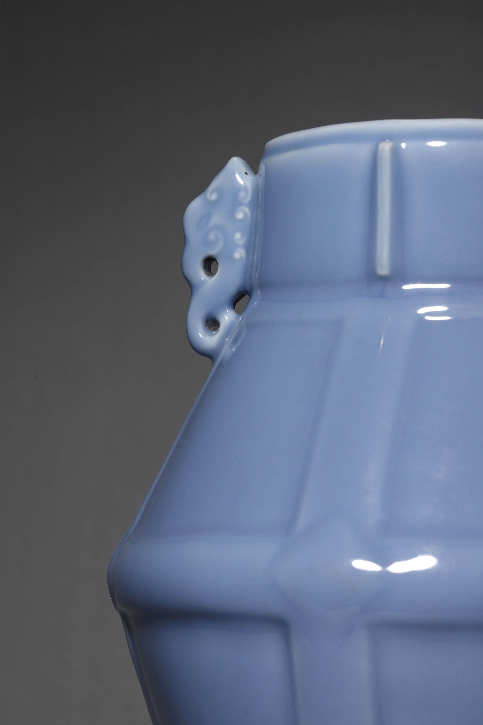 Blue Glaze Double-Eared Vase - 5